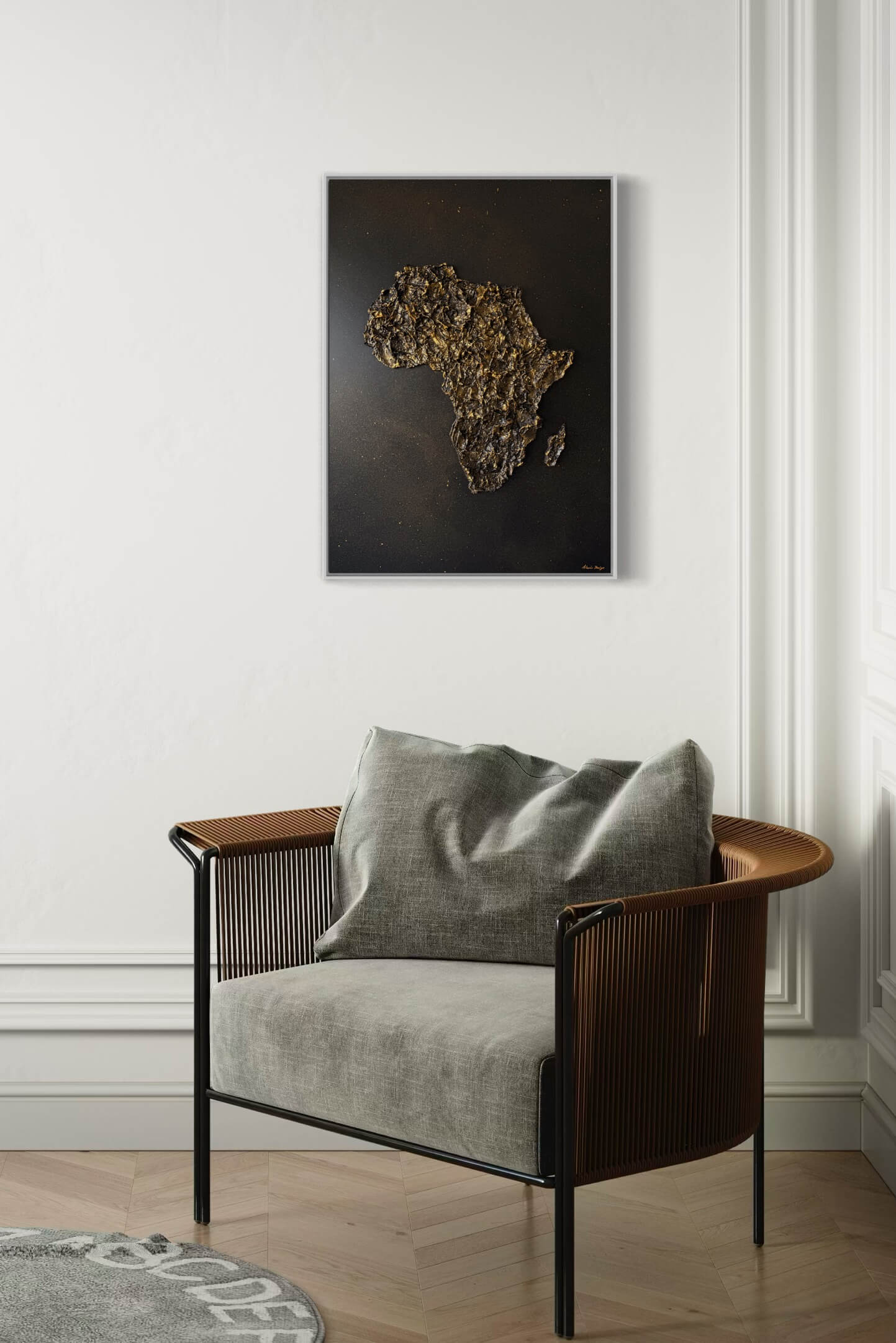 Black and gold Africa map painting
