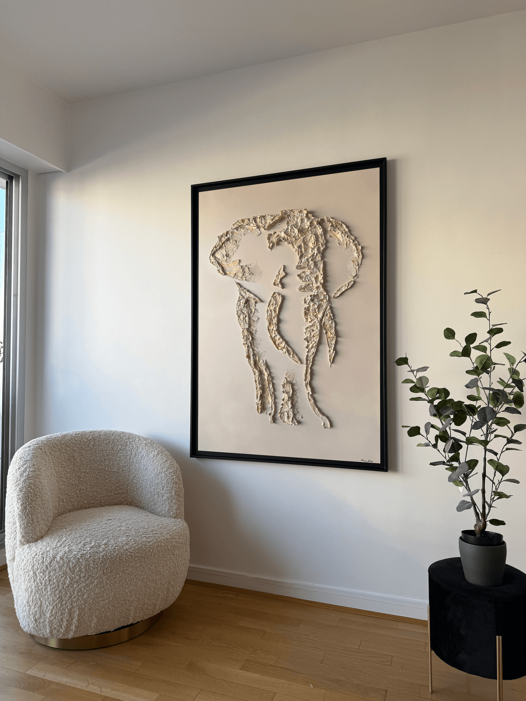 Serengeti Elephant Relief Painting