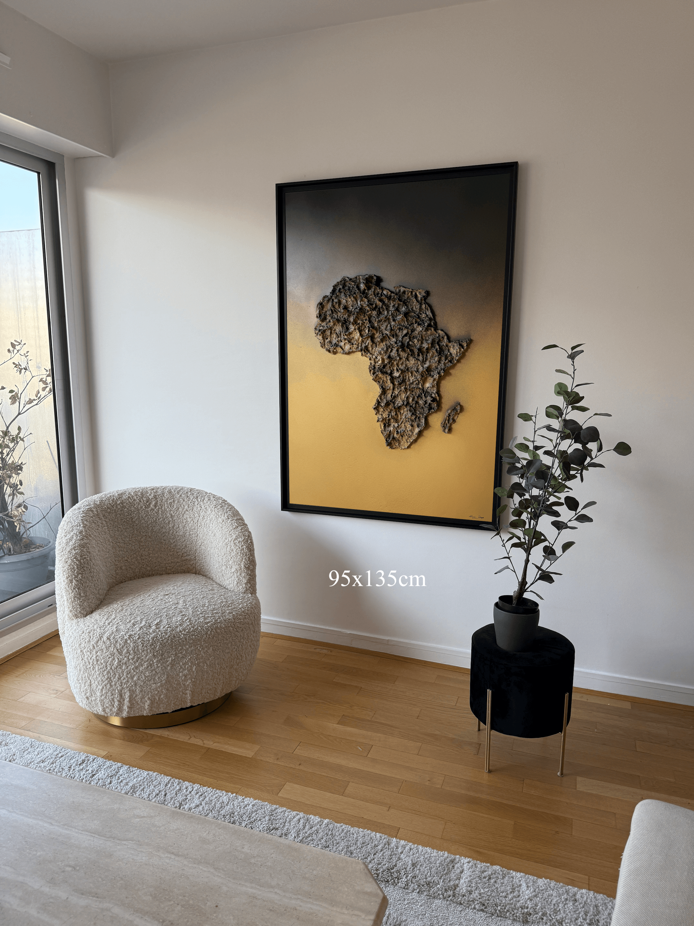 Africa Sunset painting in relief