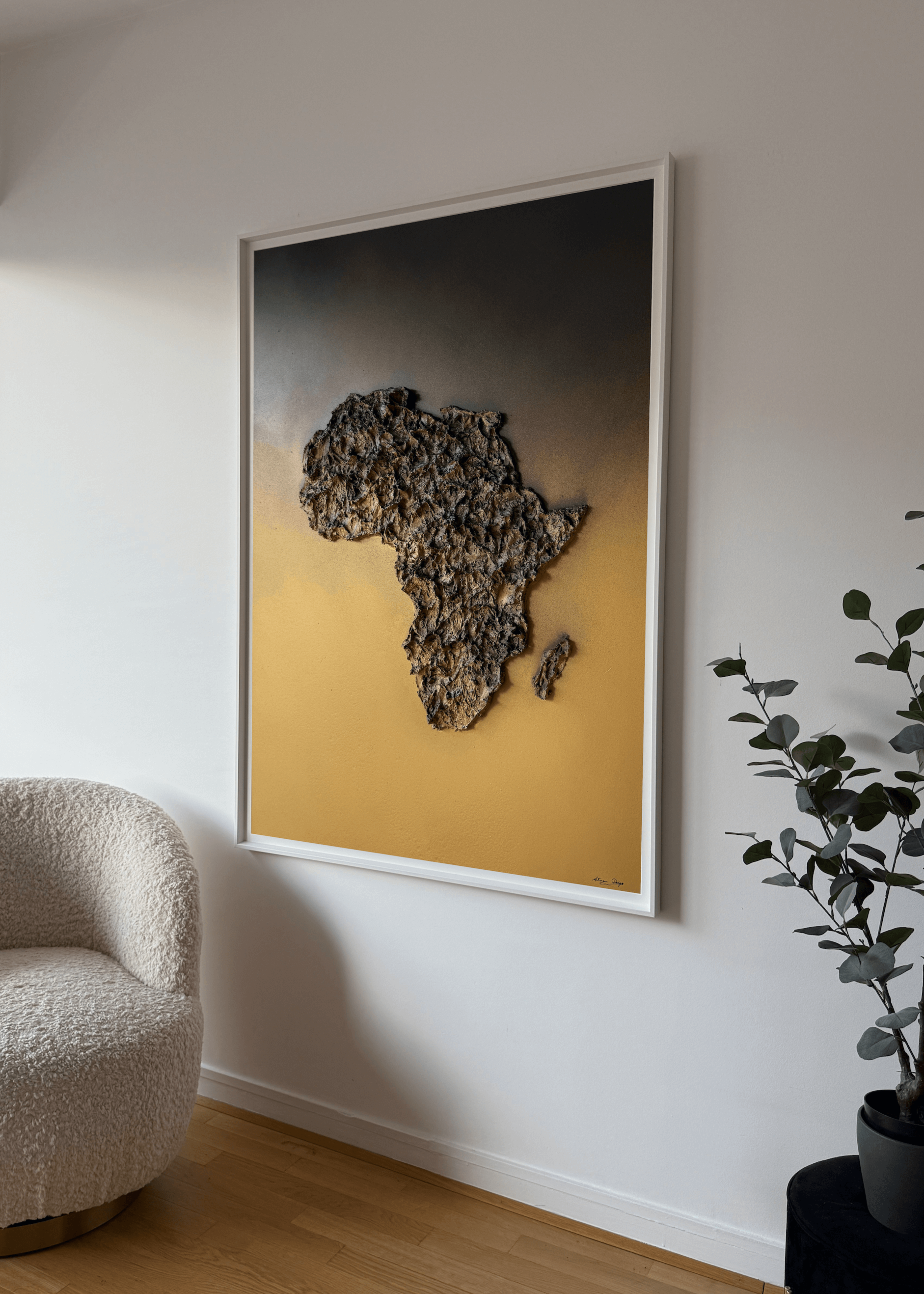 Africa Sunset painting in relief