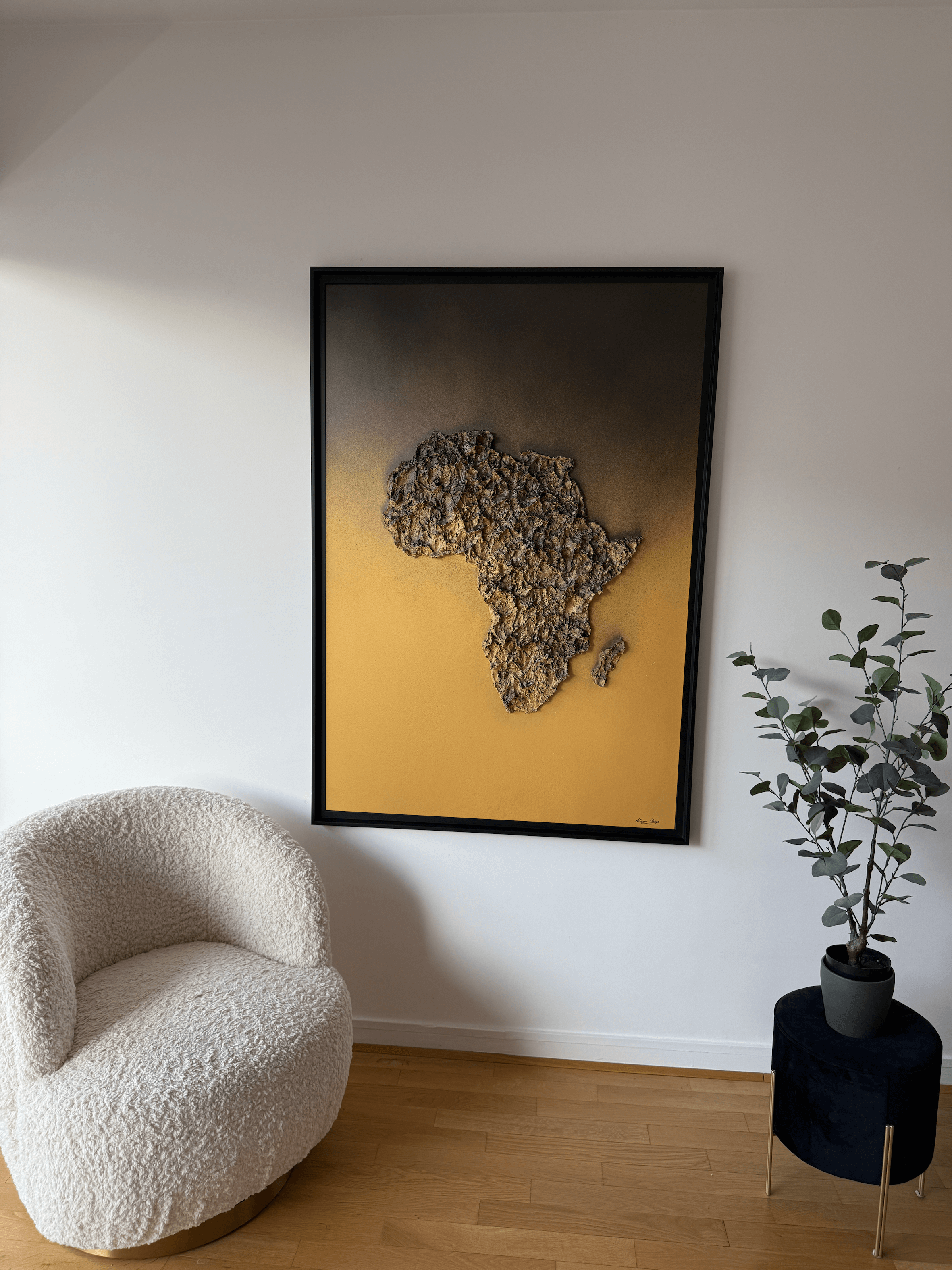 Africa Sunset painting in relief