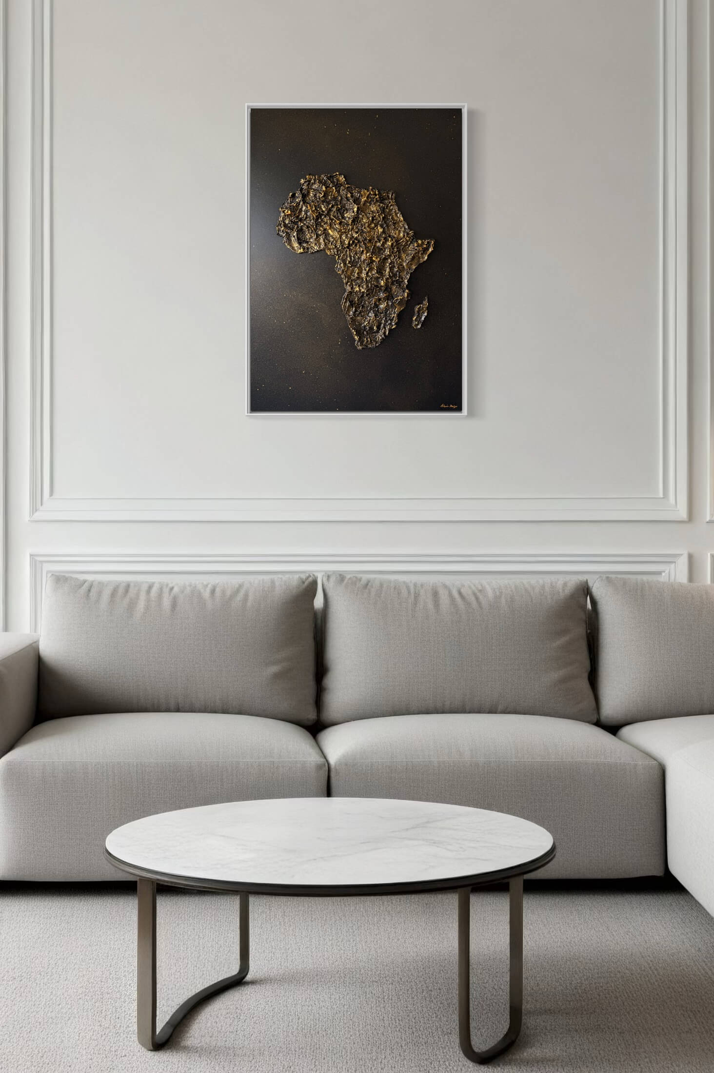 Black and gold Africa map painting