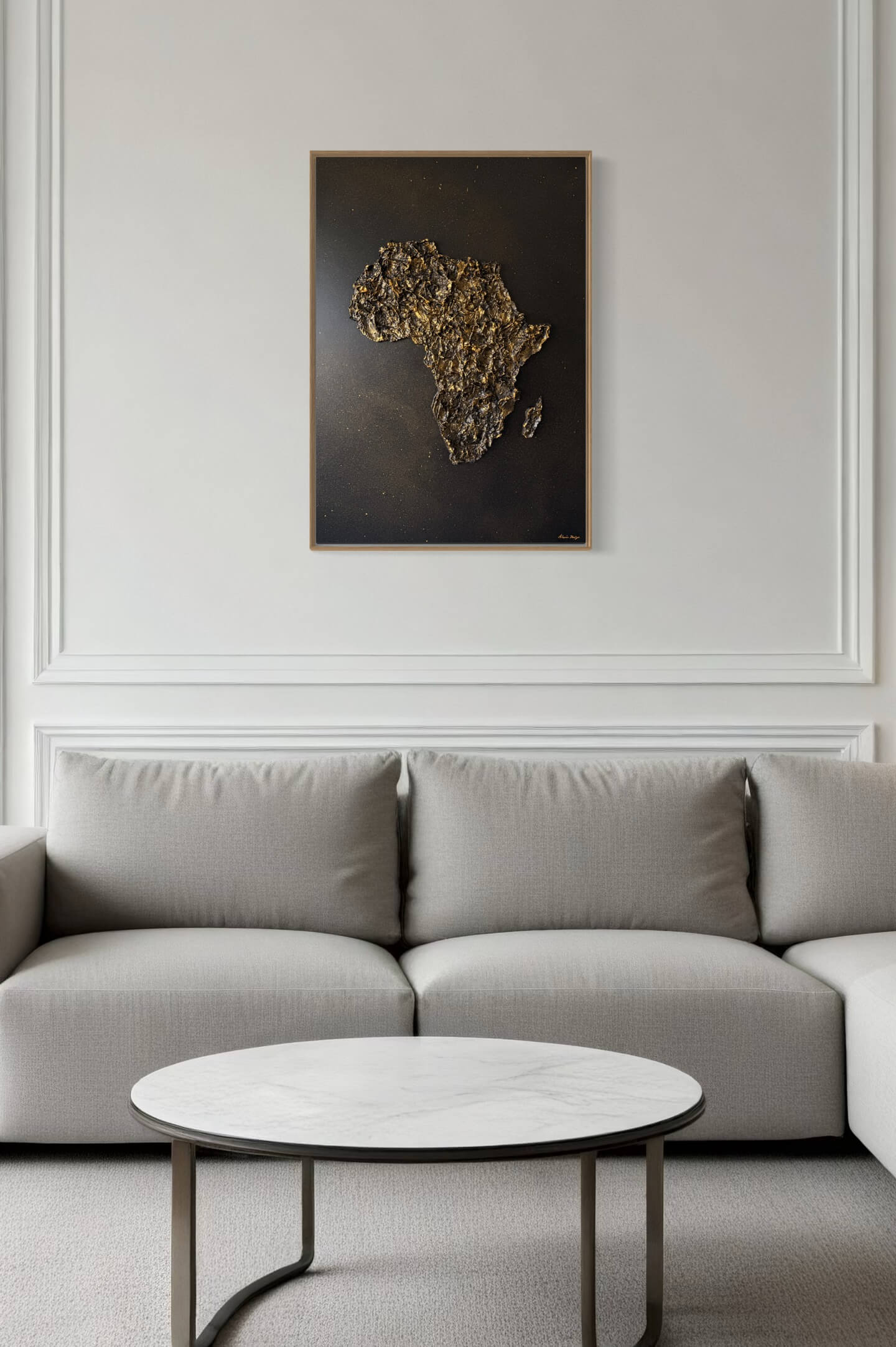 Black and gold Africa map painting