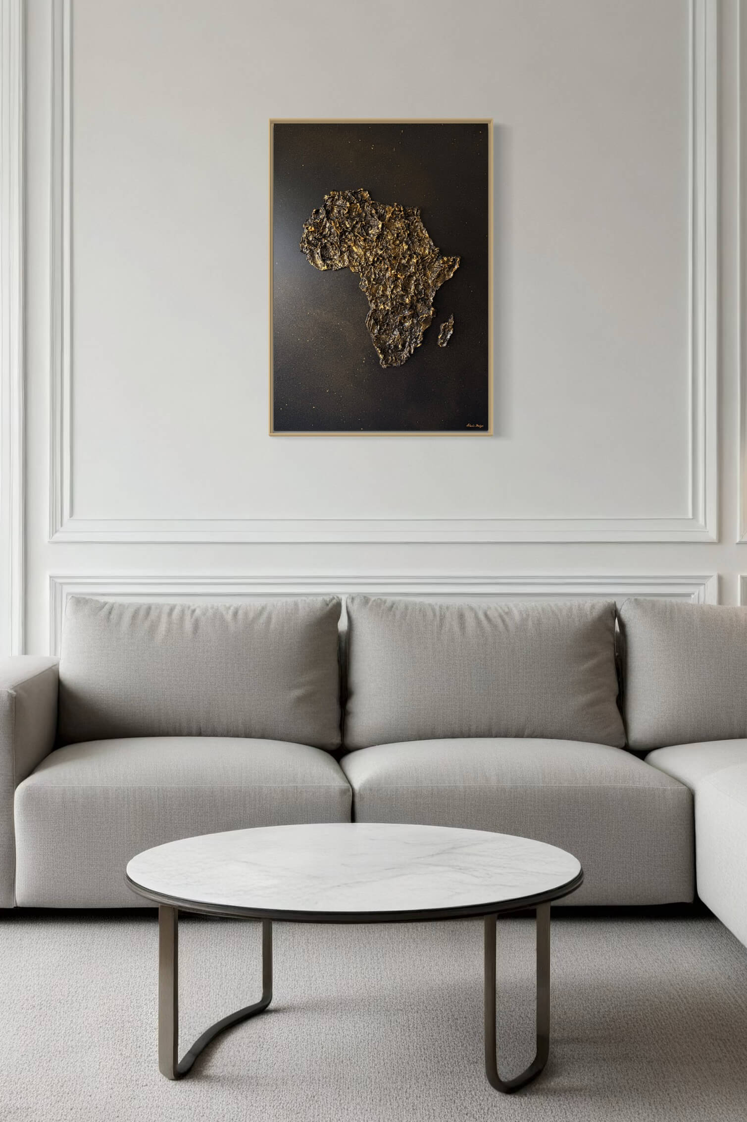 Black and gold Africa map painting