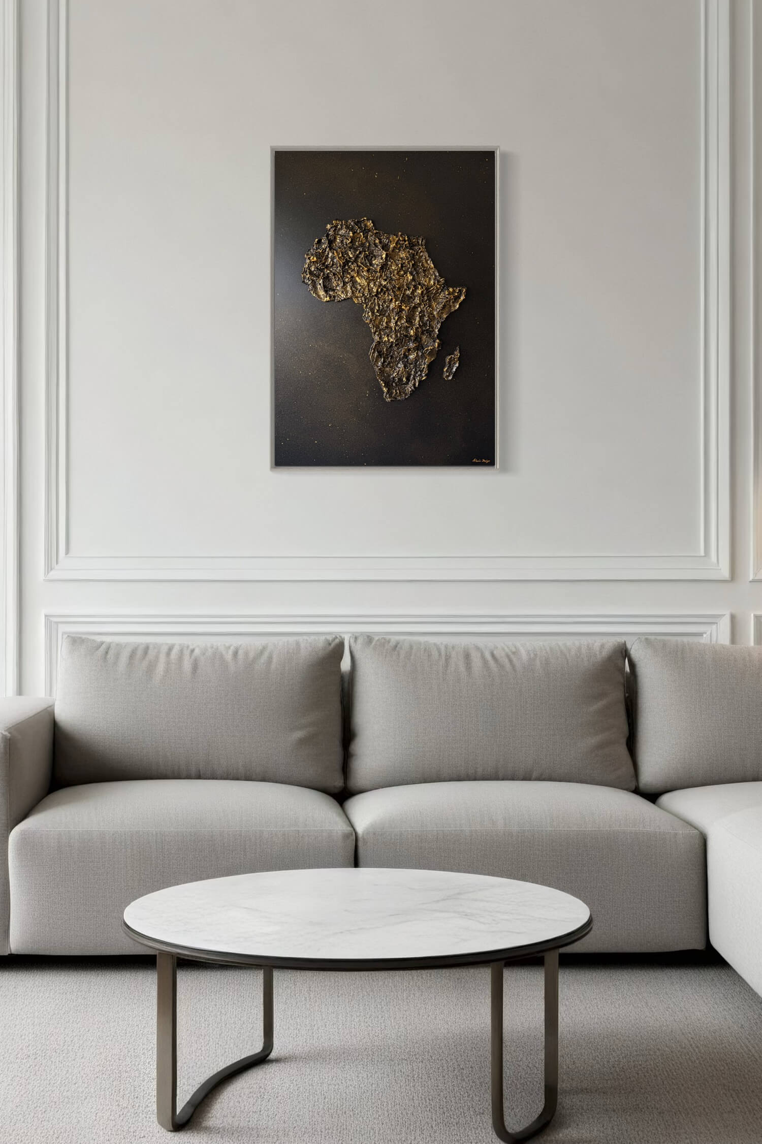 Black and gold Africa map painting
