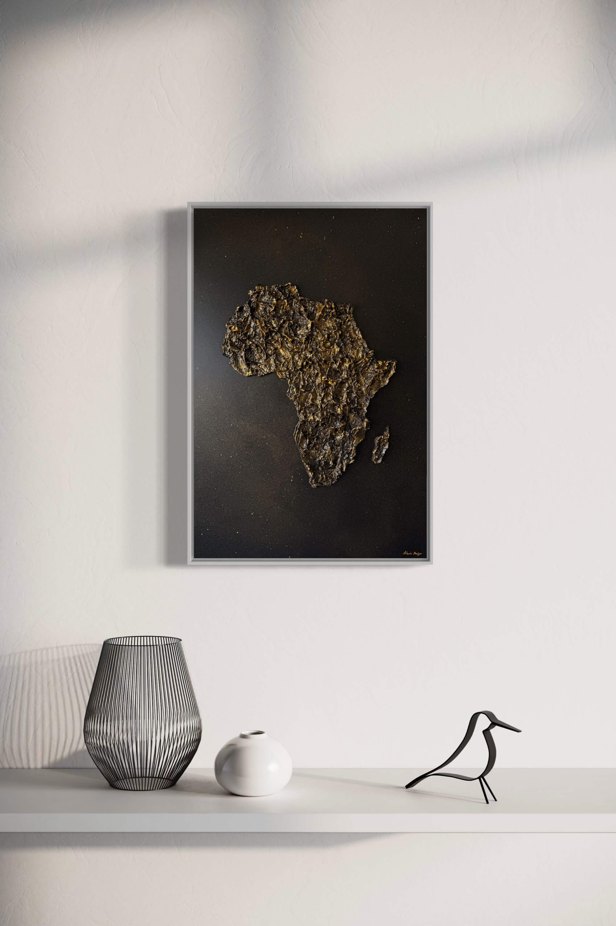 Black and gold Africa map painting