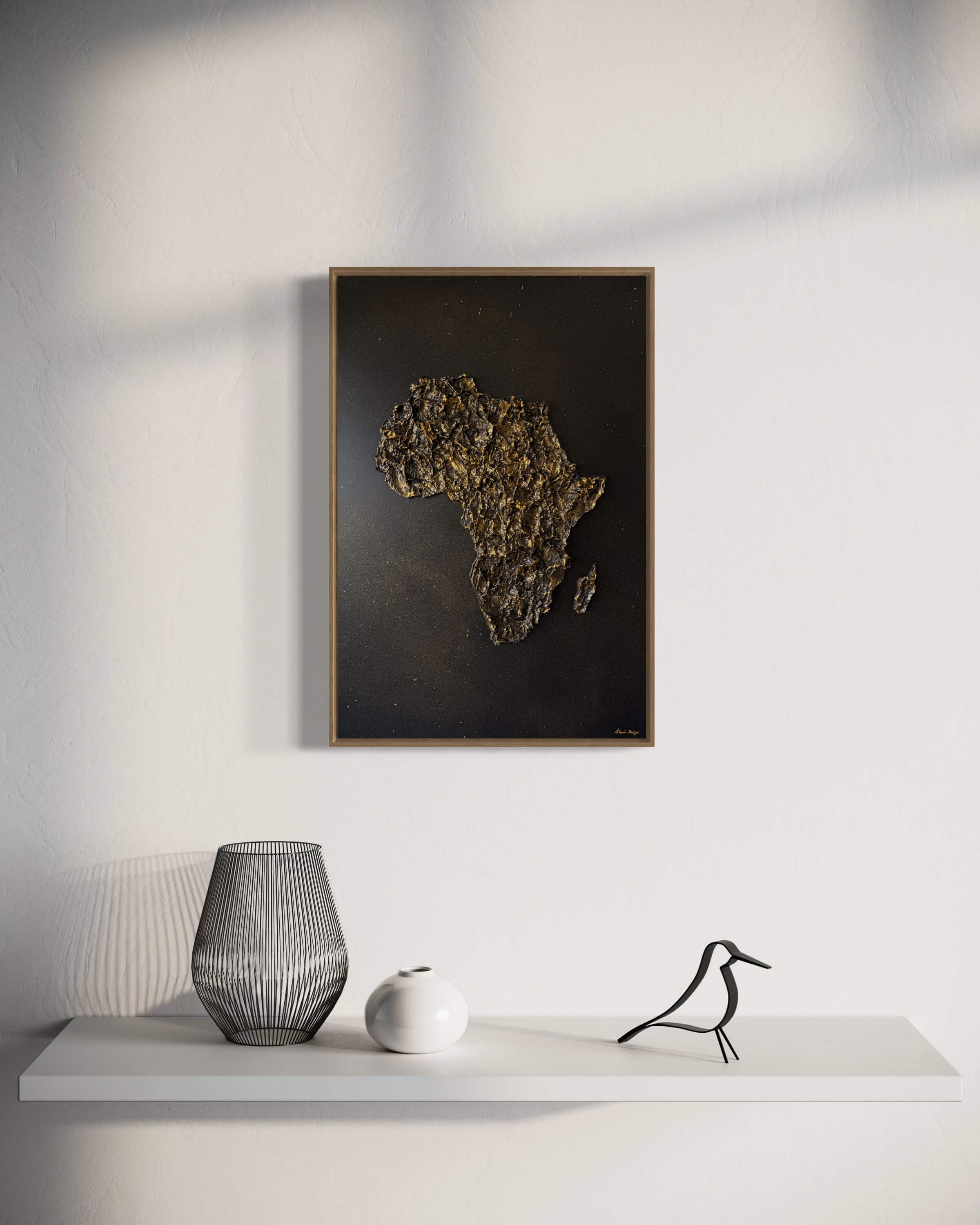 Black and gold Africa map painting