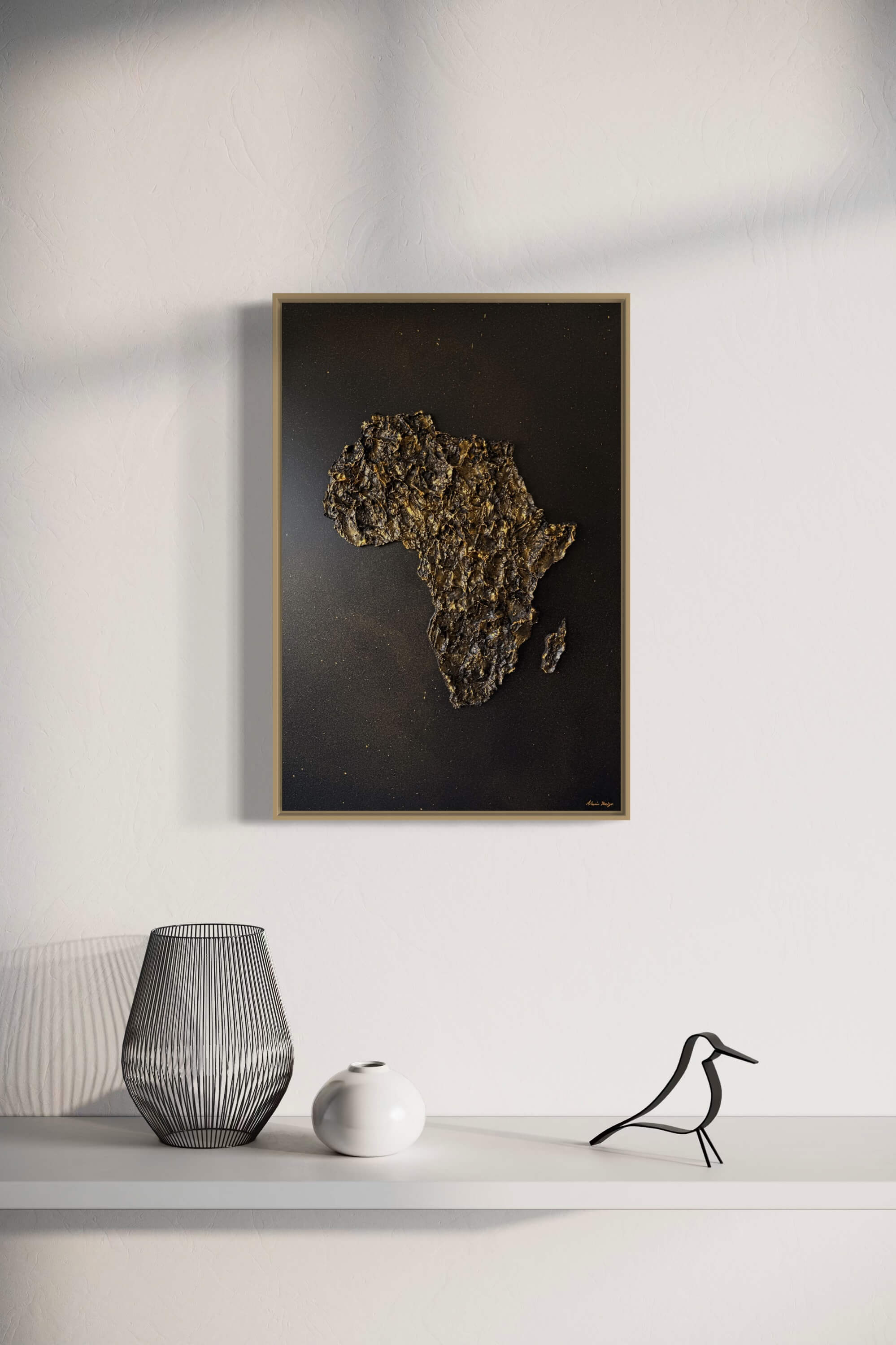 Black and gold Africa map painting