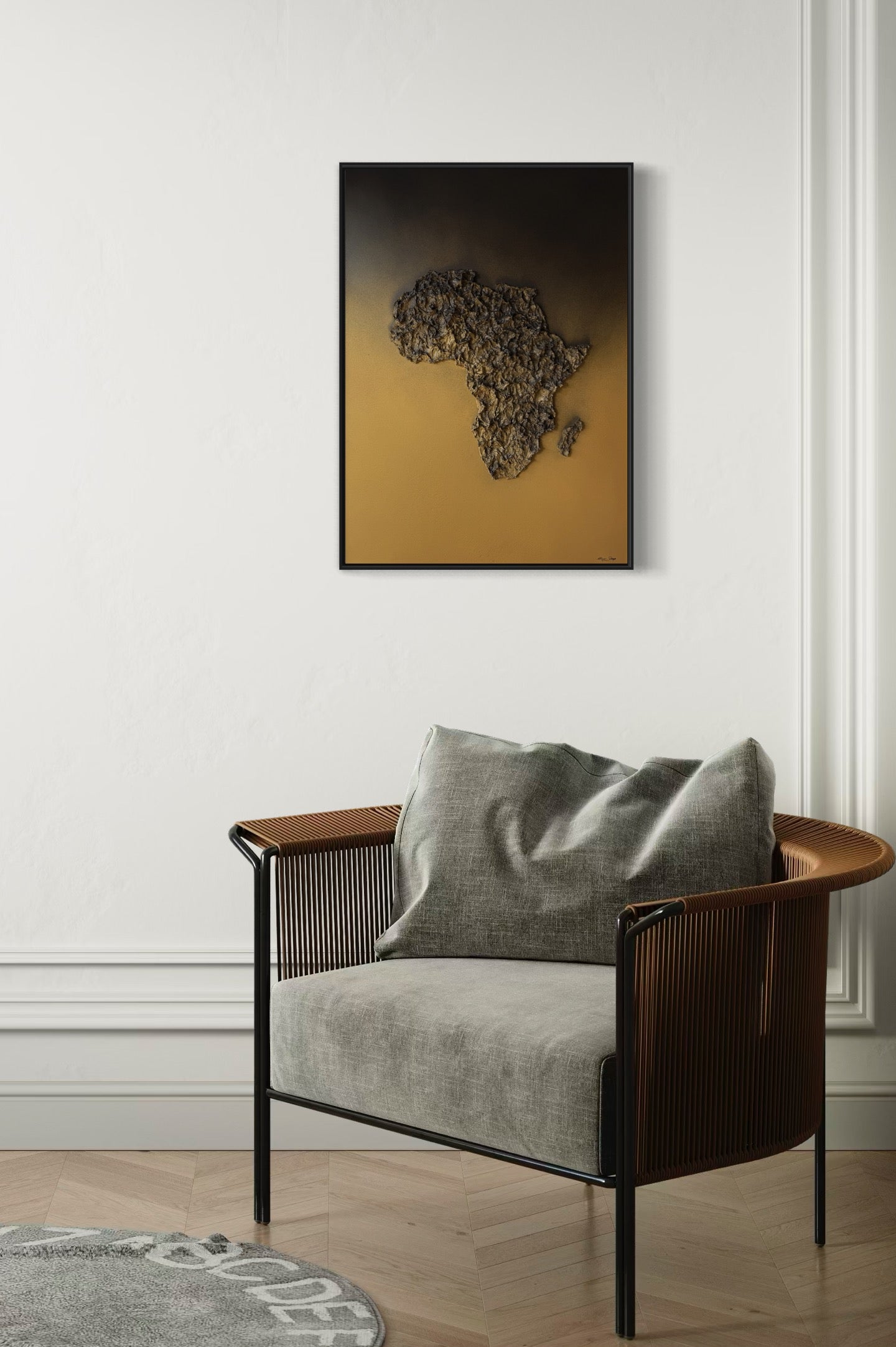 Africa Sunset painting in relief