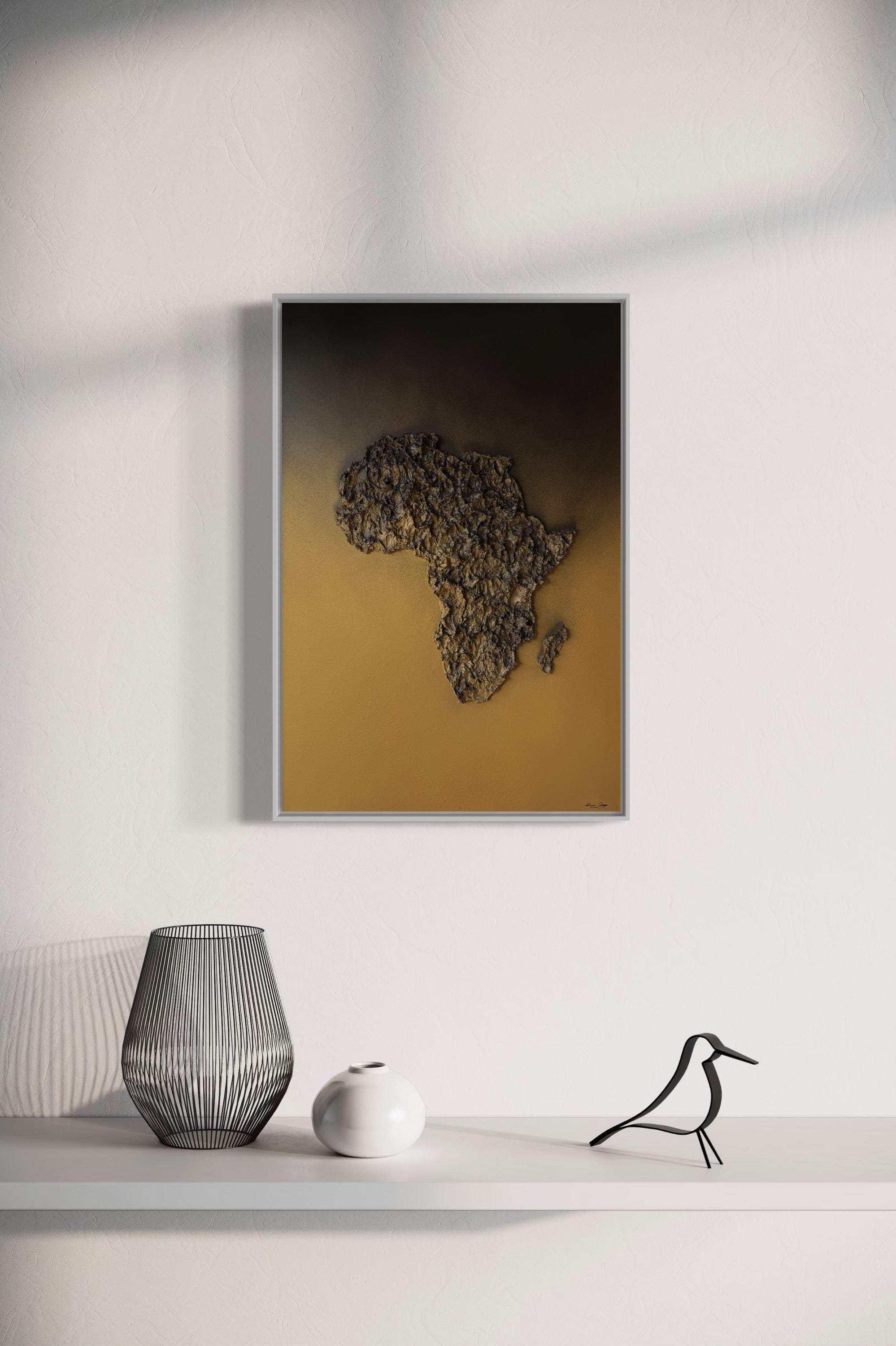 Africa Sunset painting in relief