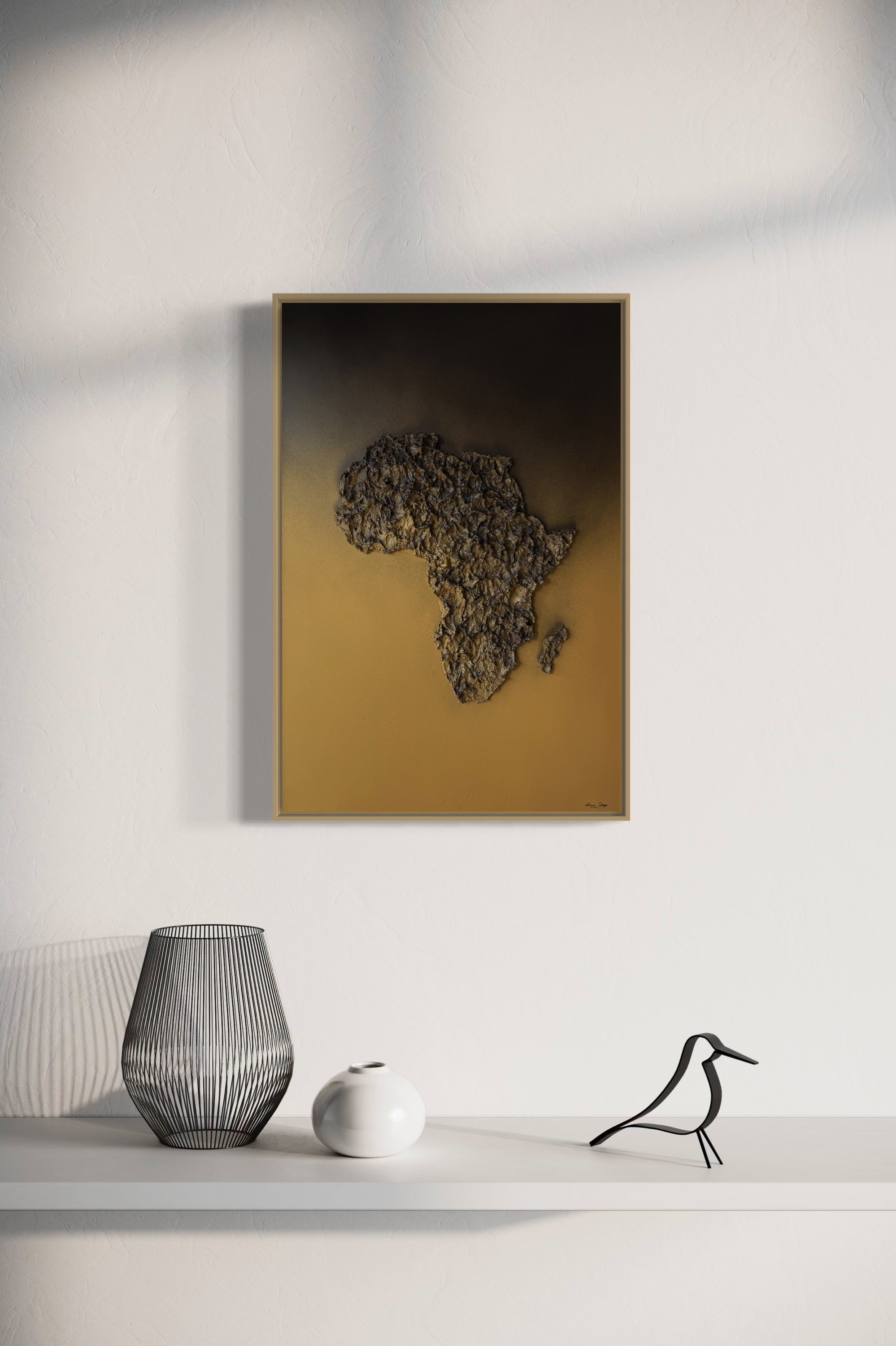 Africa Sunset painting in relief