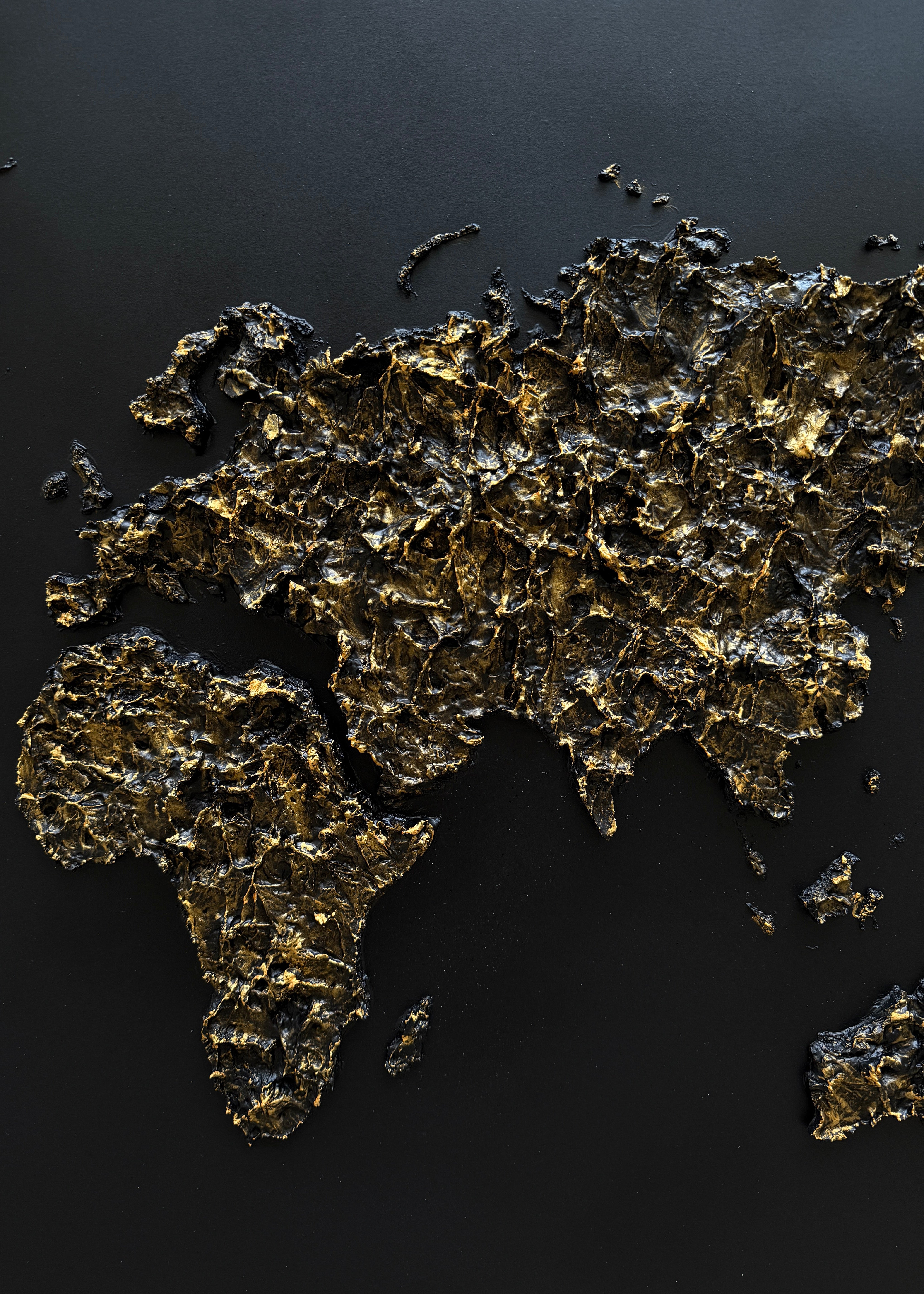 Emilie black & gold world map table