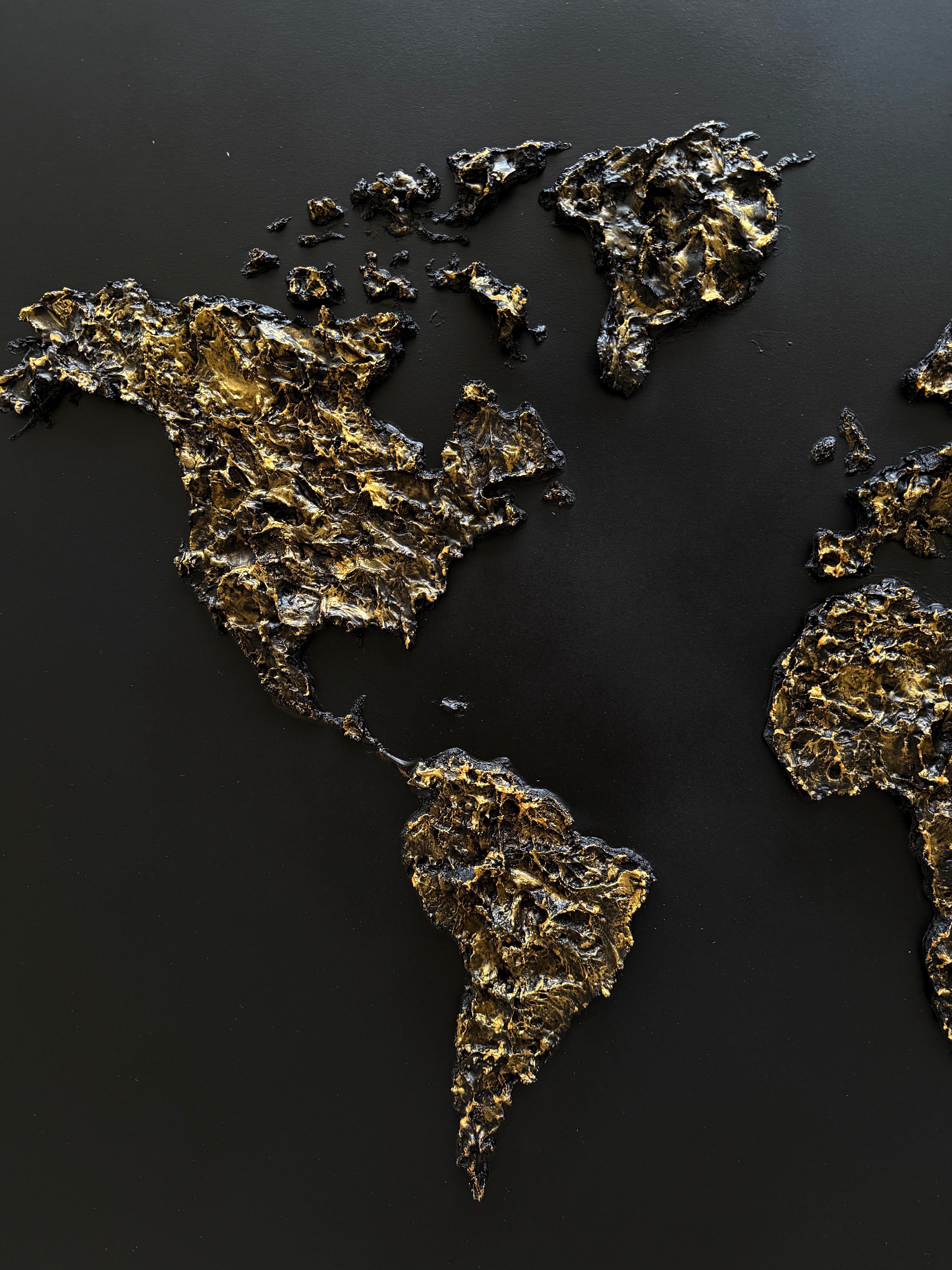 Emilie black & gold world map table