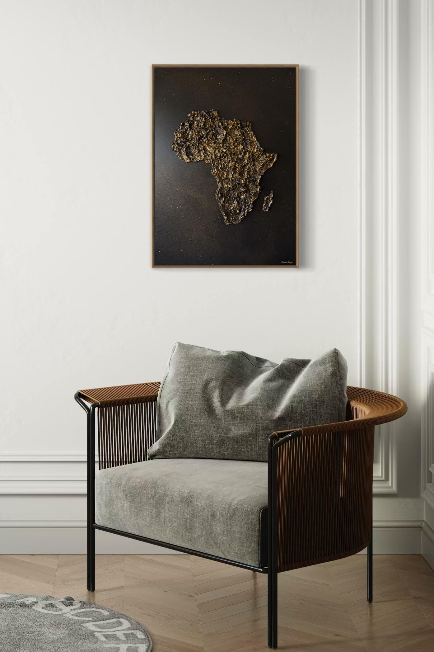 Black and gold Africa map painting