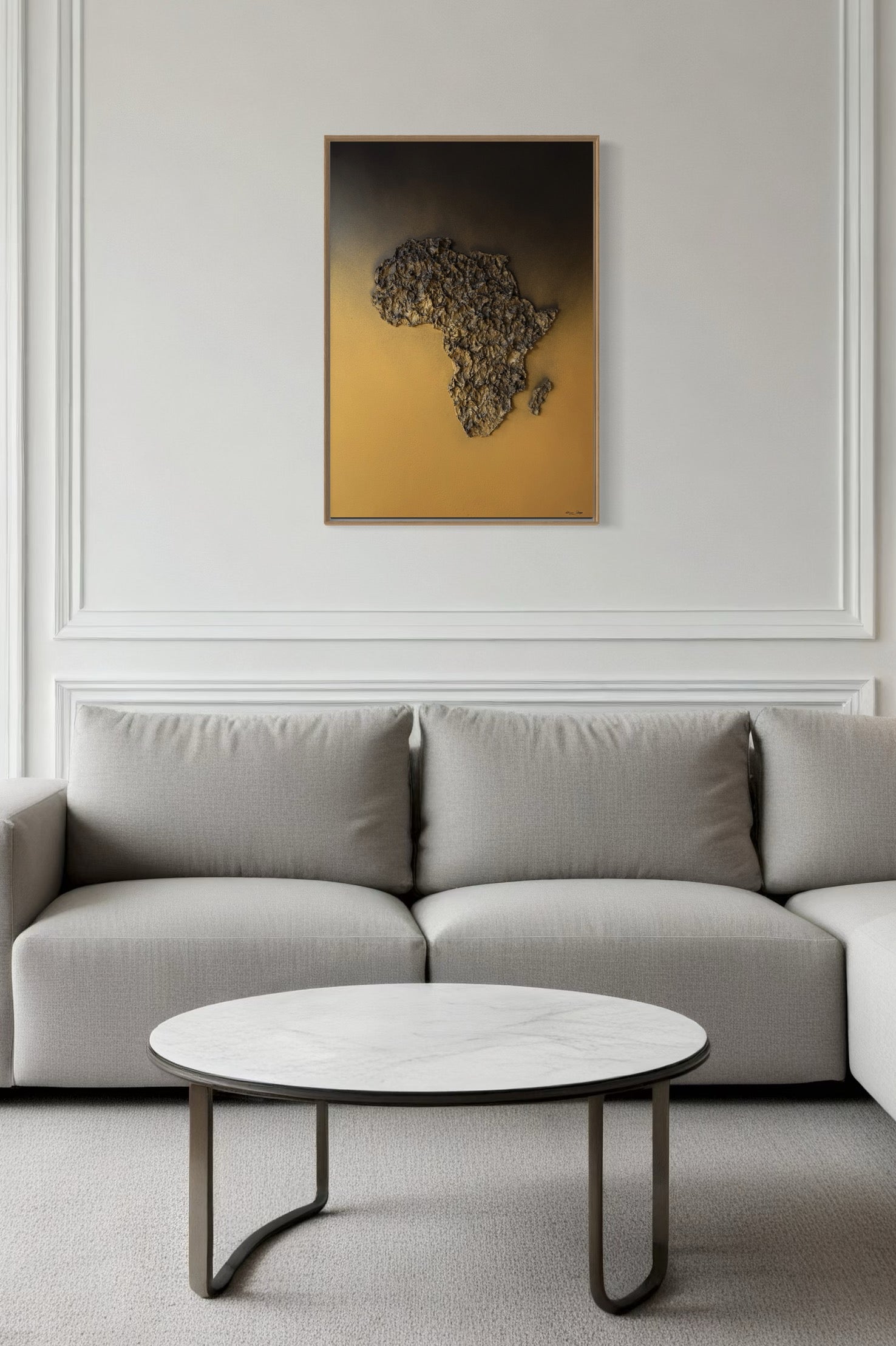 Africa Sunset painting in relief