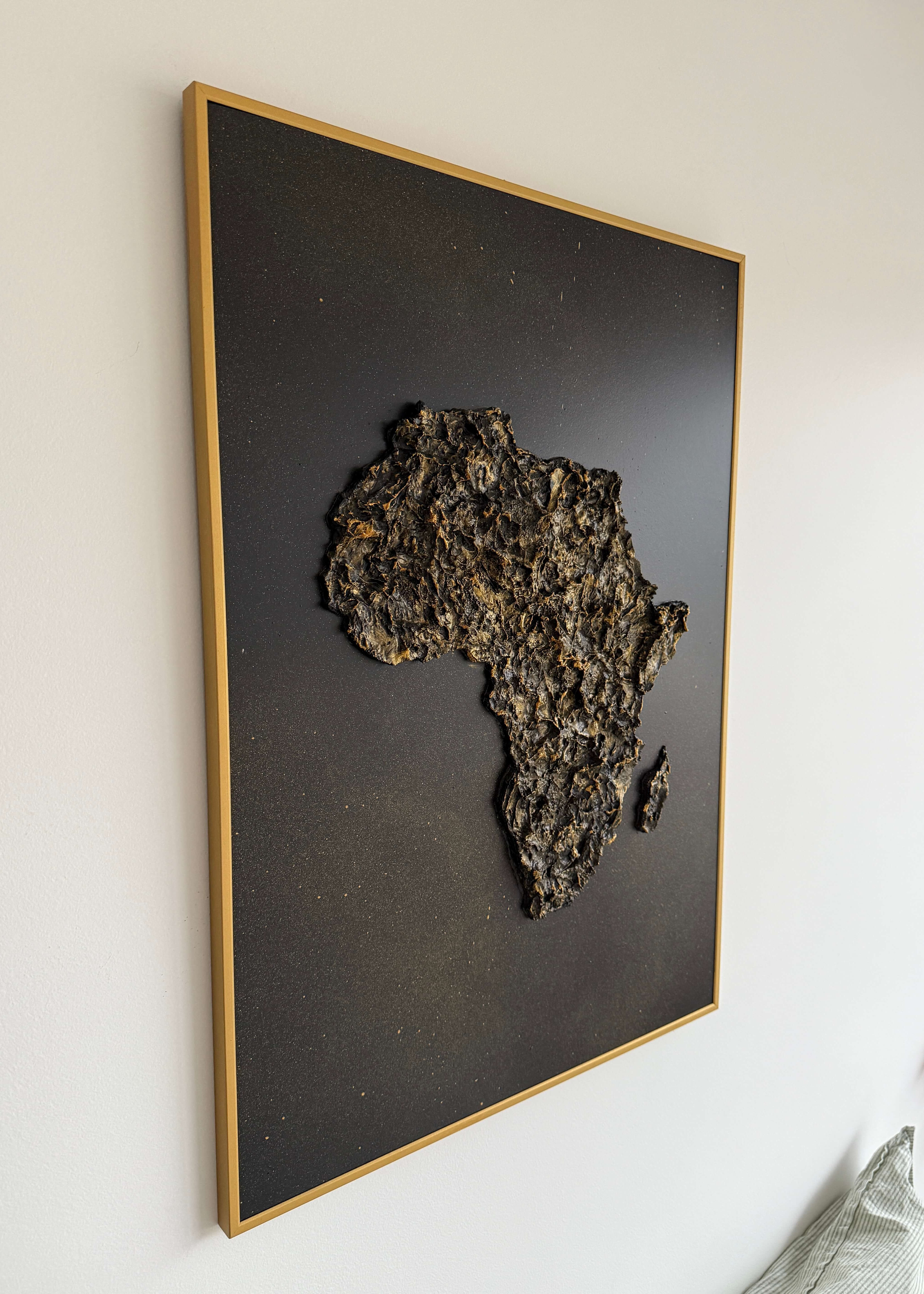 Black and gold Africa map painting