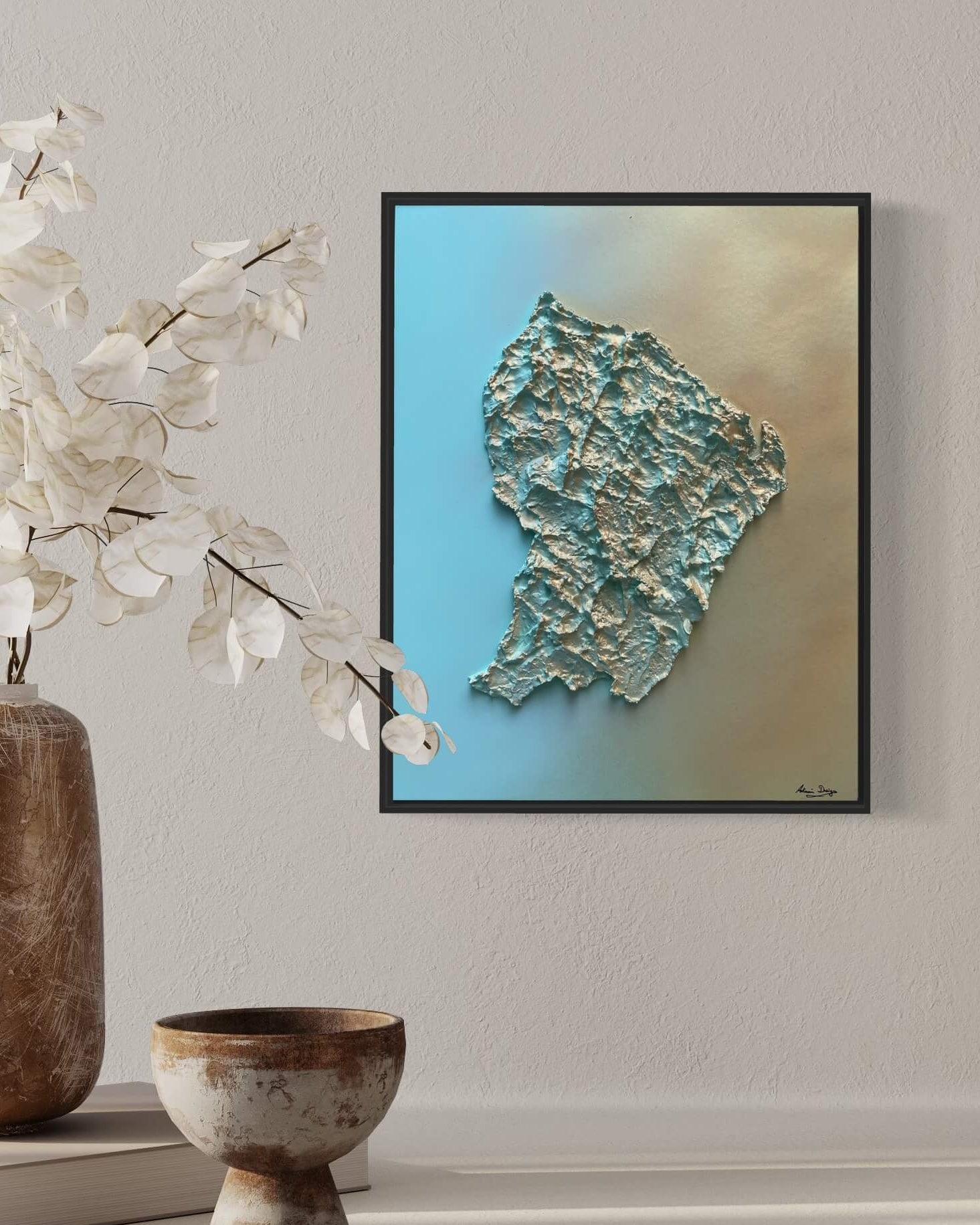 Guyana relief map table