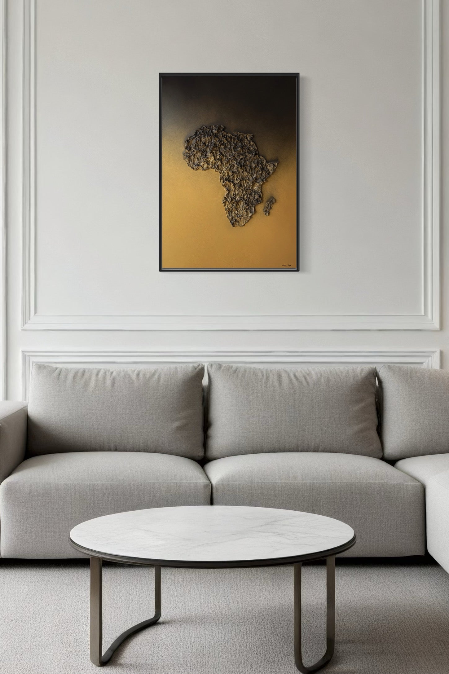 Africa Sunset painting in relief