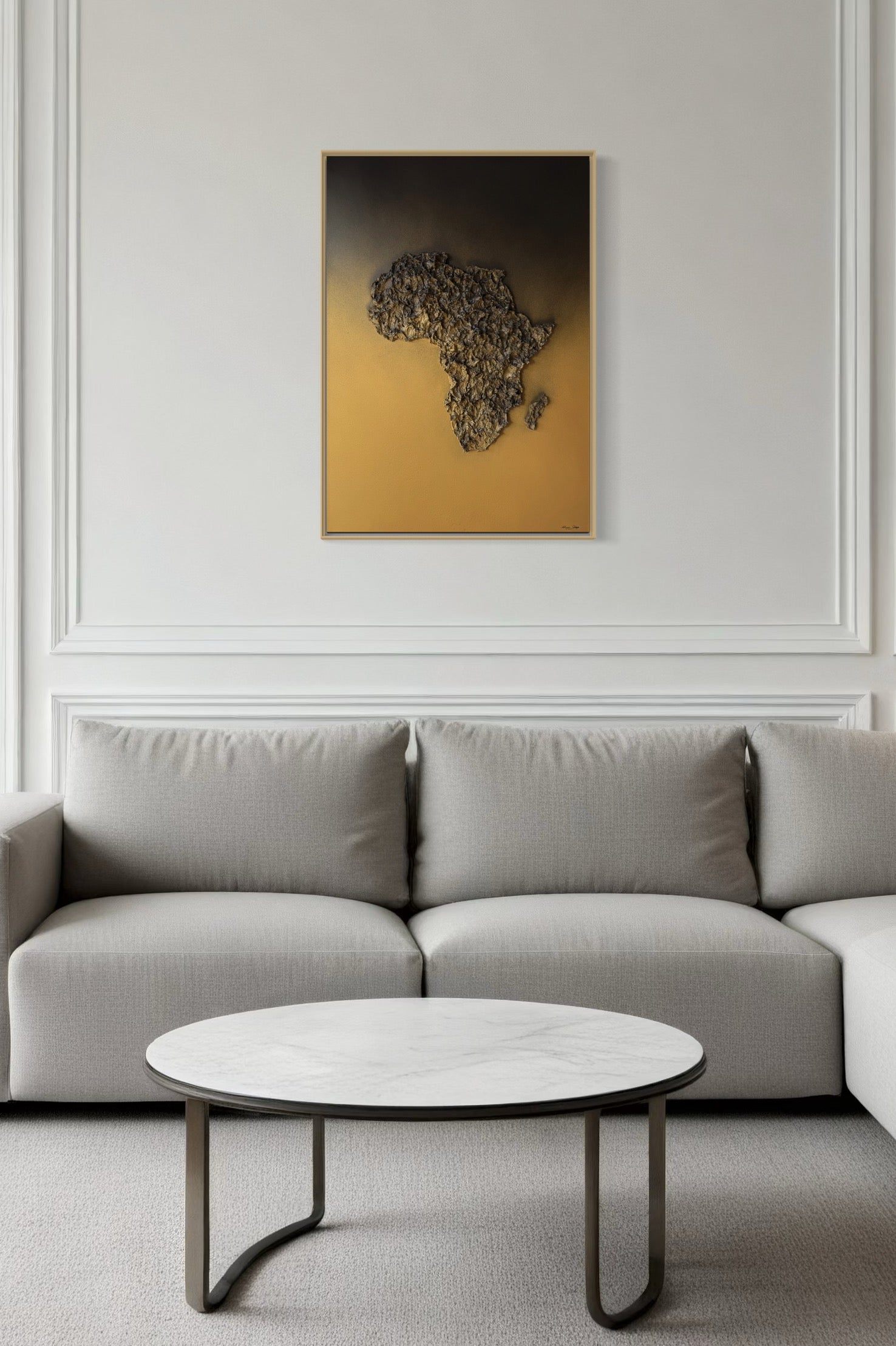 Africa Sunset painting in relief