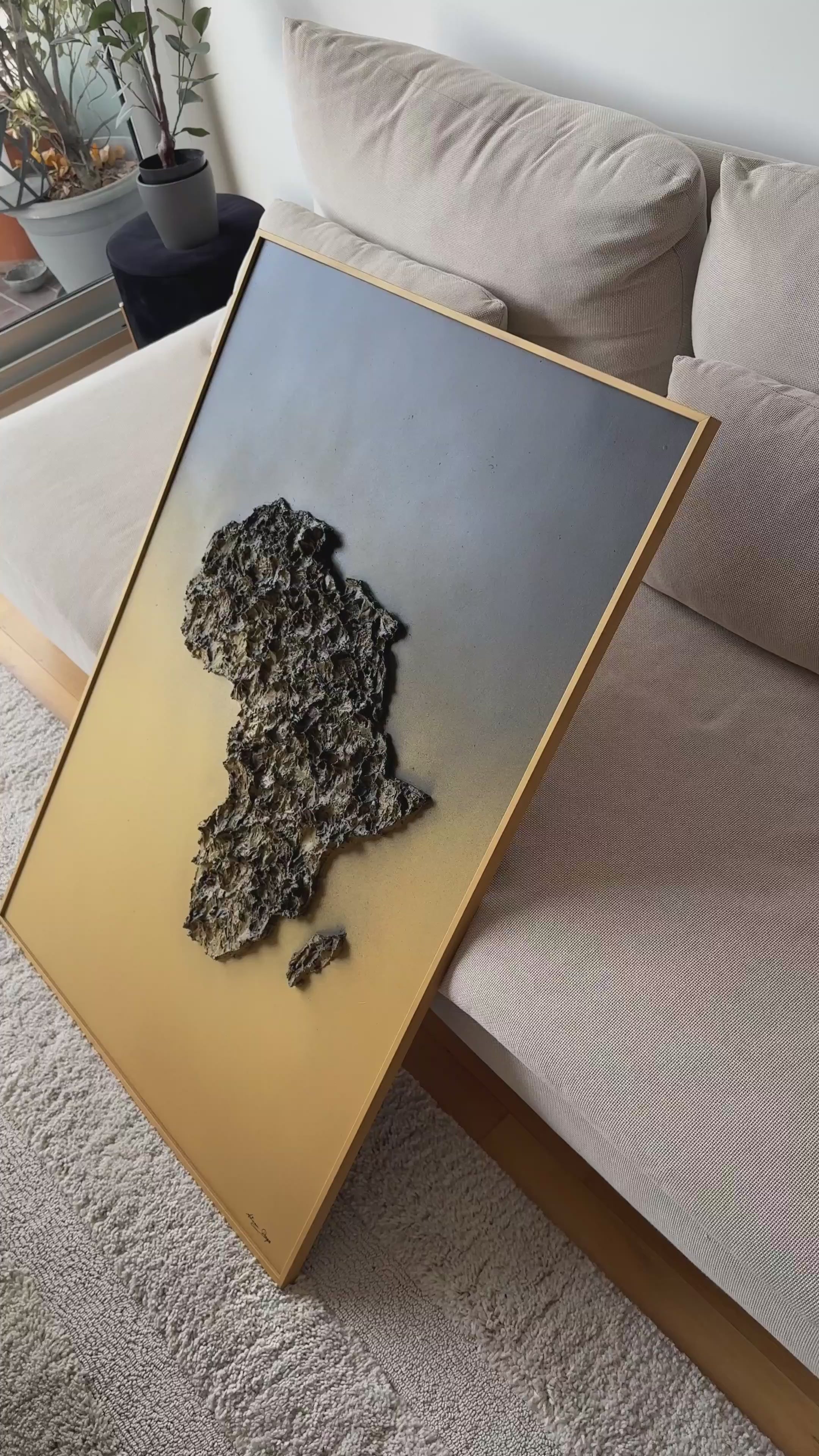 Africa Sunset painting in relief