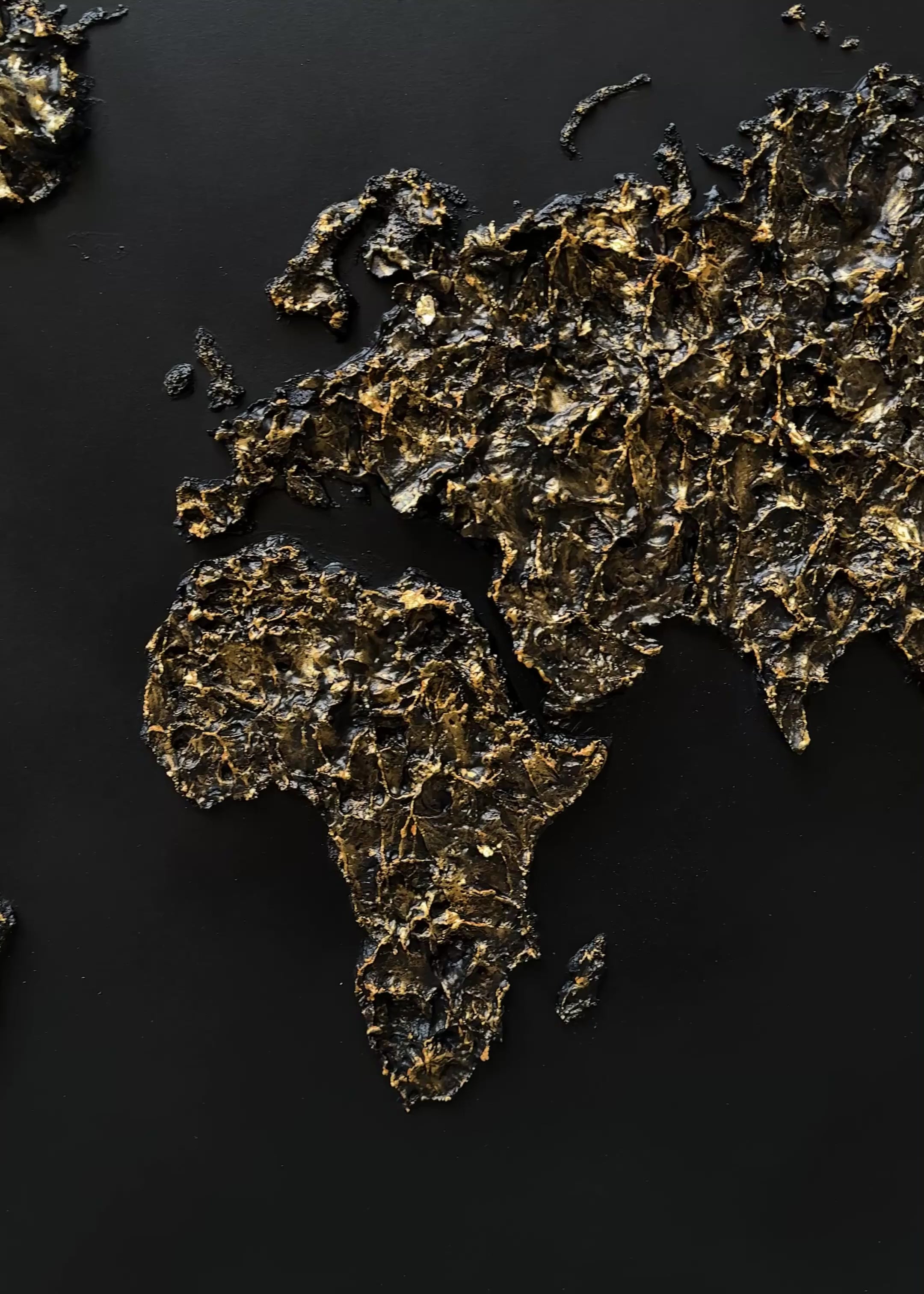 Emilie black & gold world map table