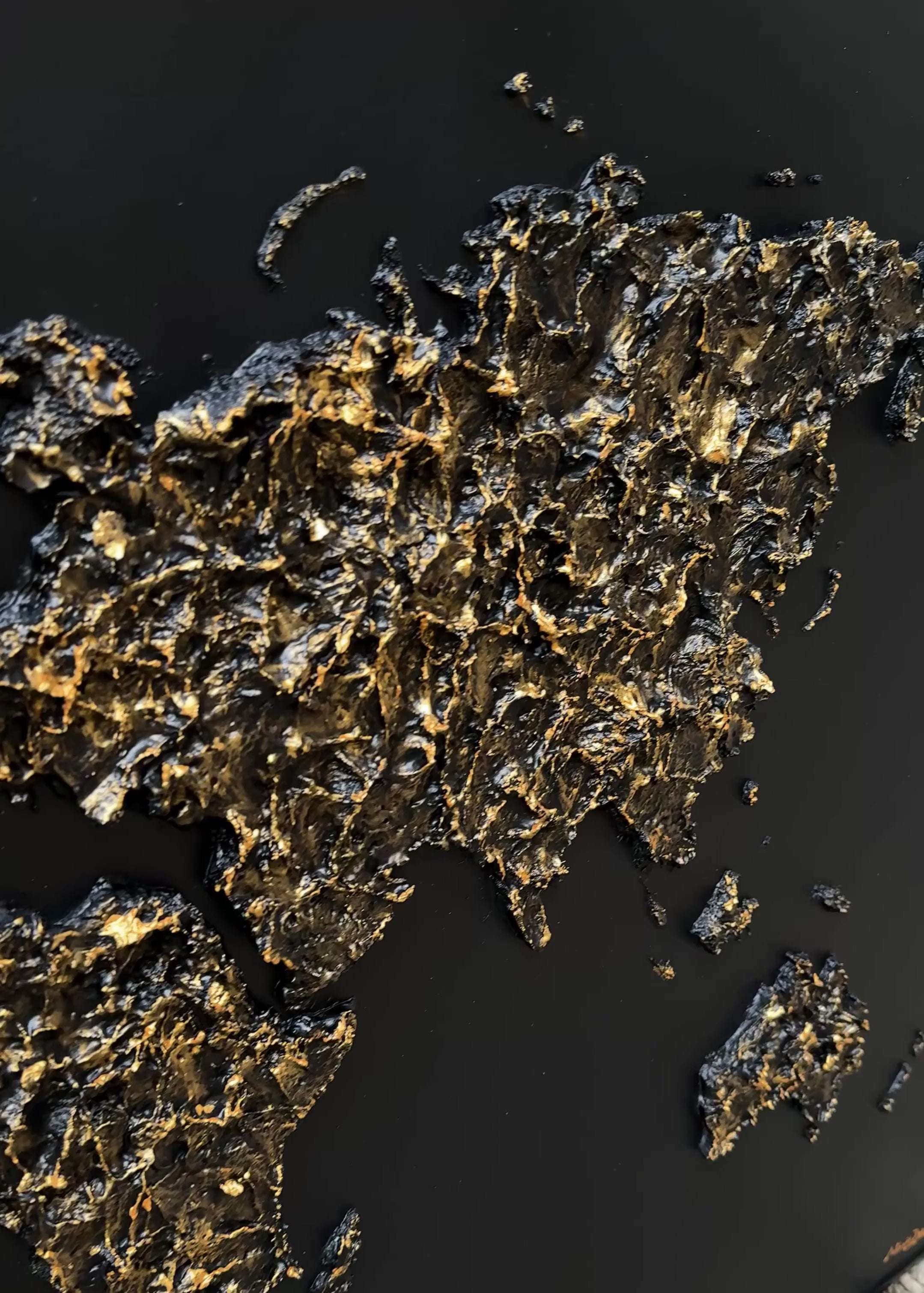 Emilie black & gold world map table