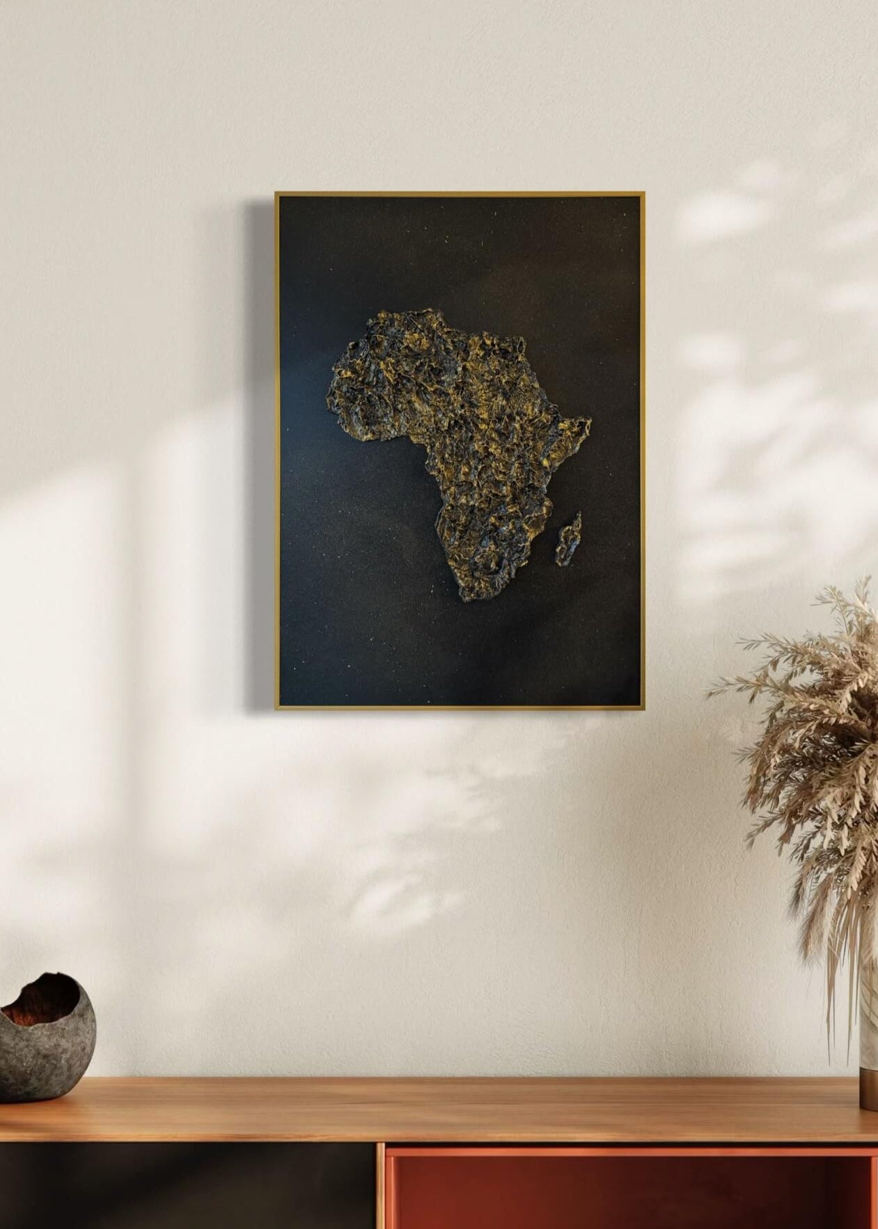 Black and gold Africa map painting