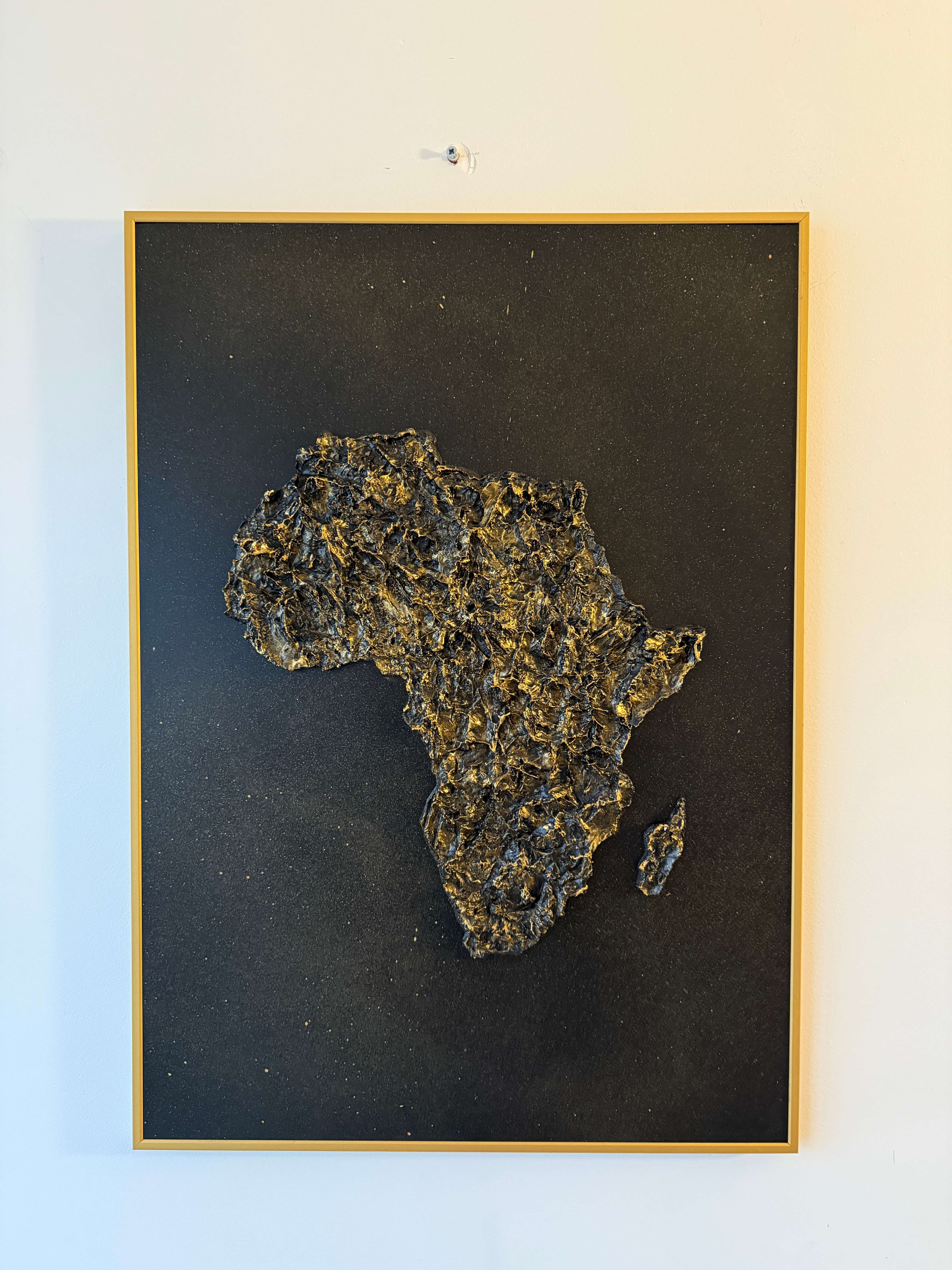 Black and gold Africa map painting