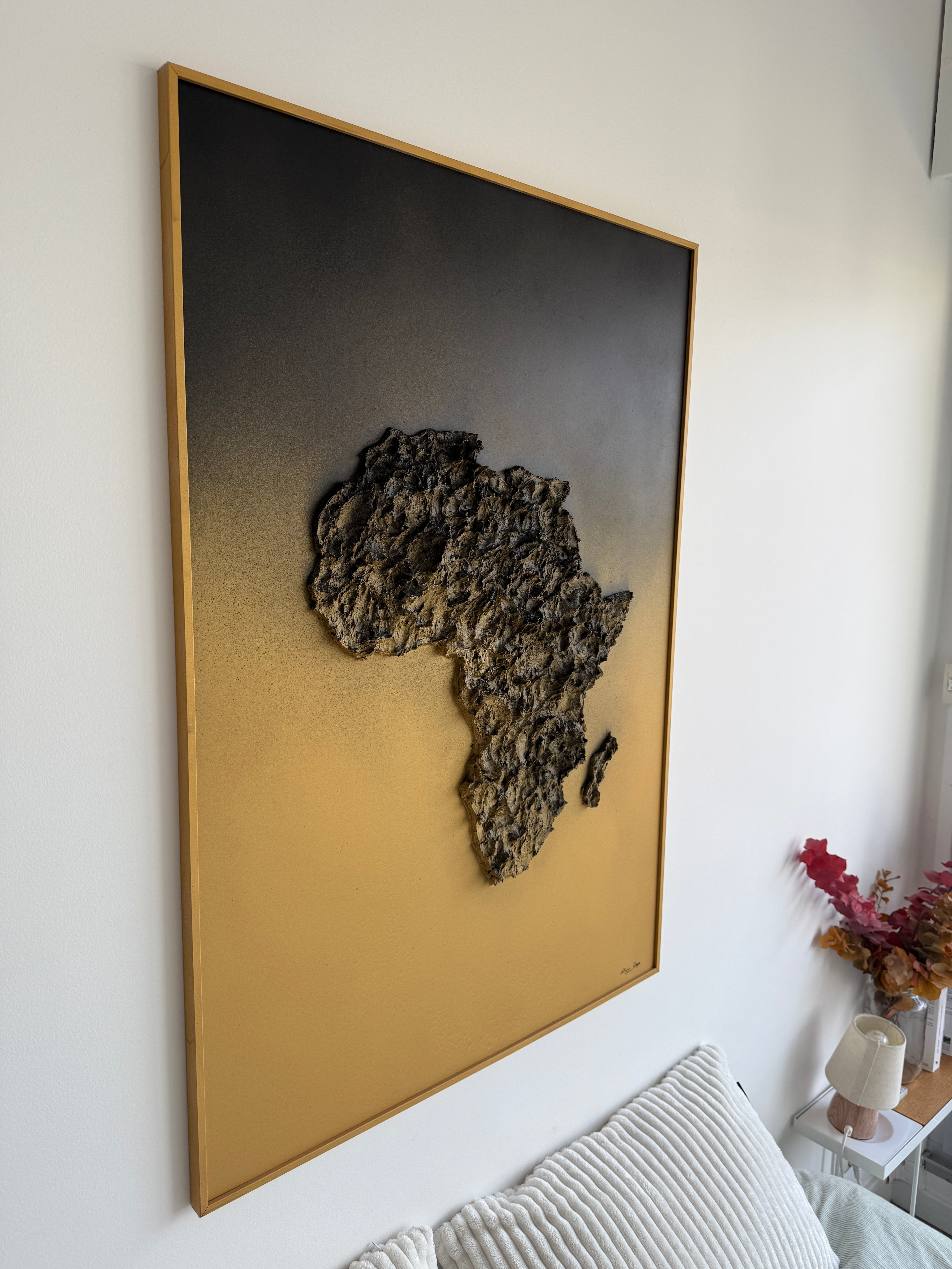 Africa Sunset painting in relief