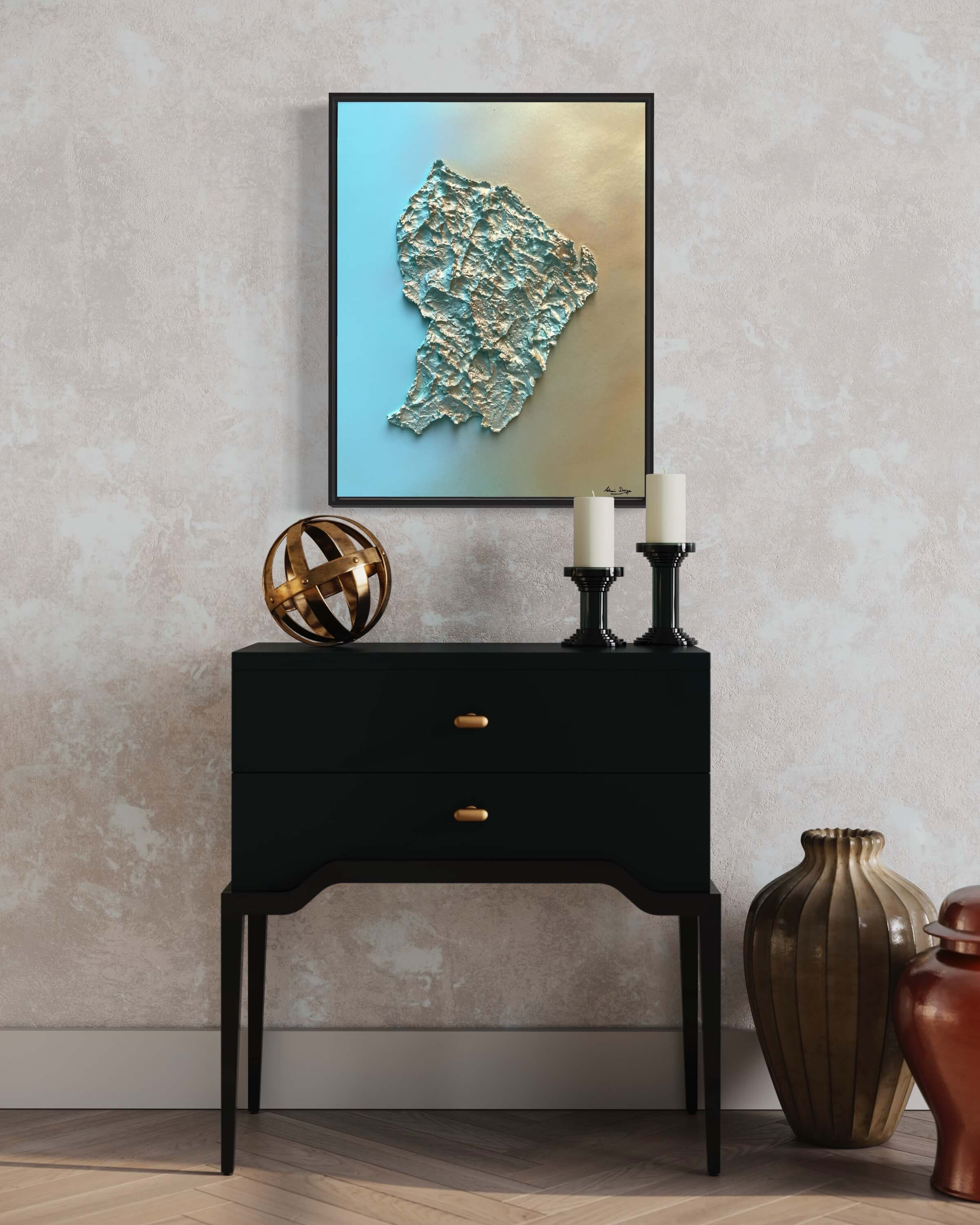 Guyana relief map table