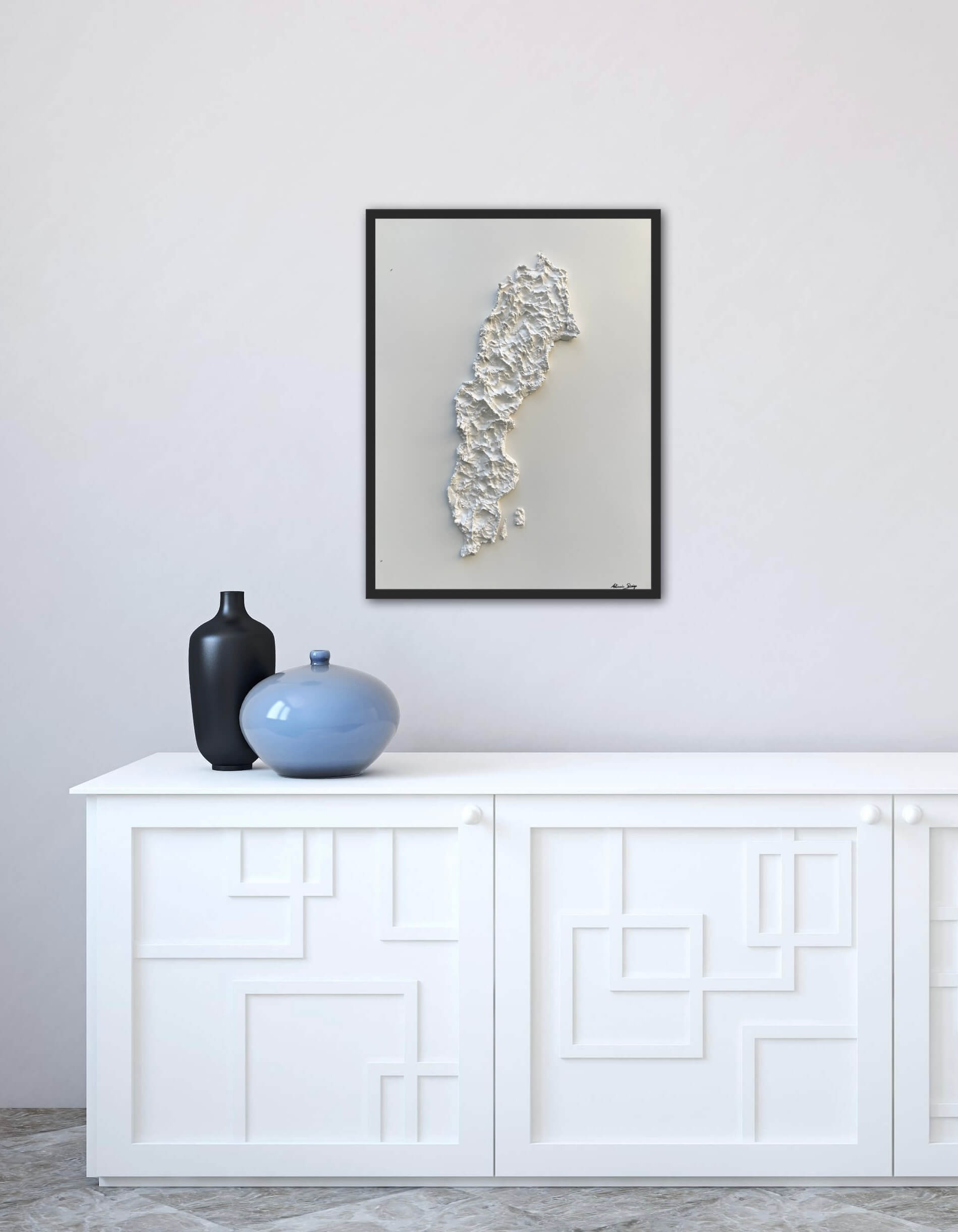 Sweden relief map table