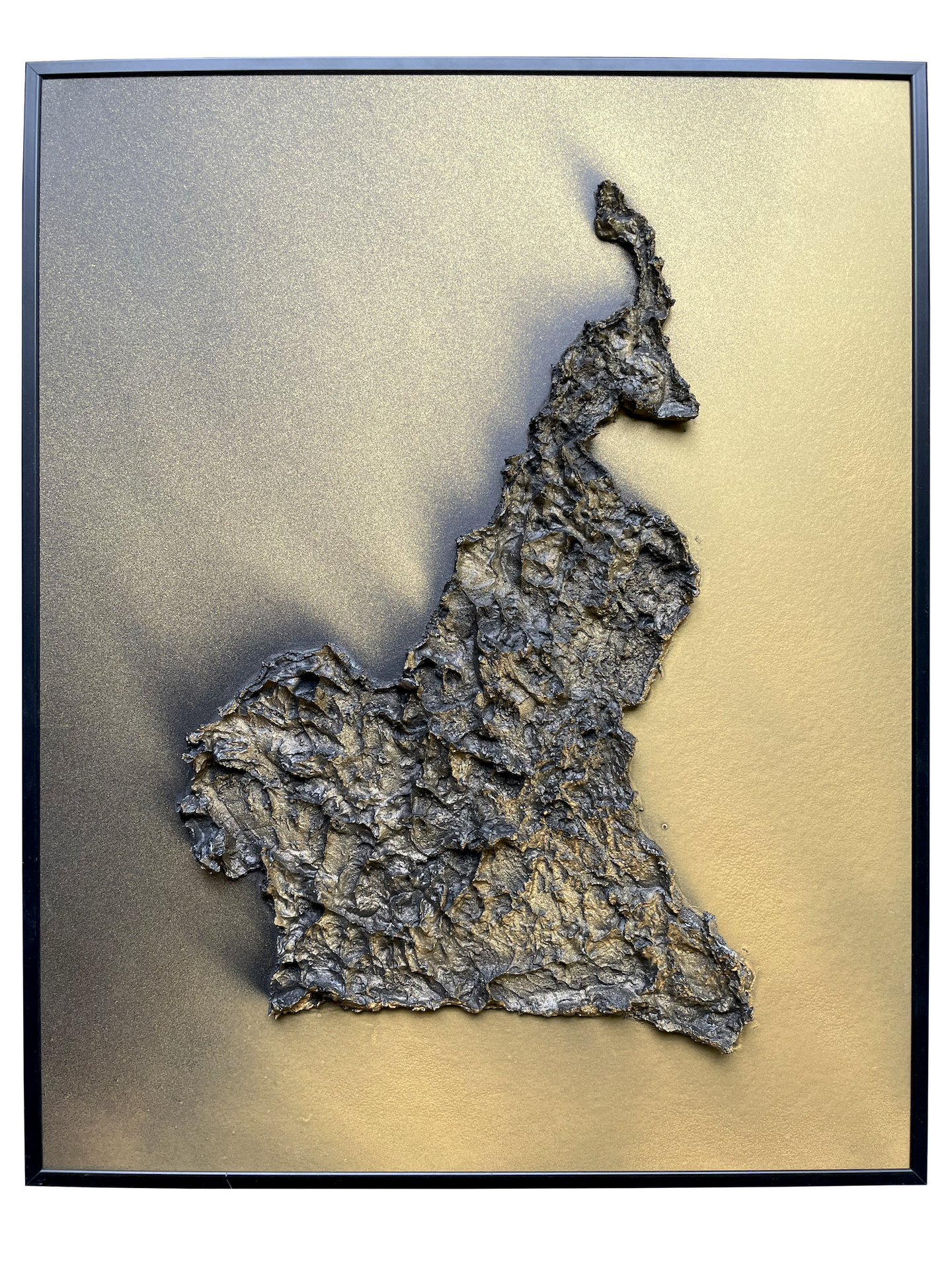 tableau du cameroun en relief de face, 40x50cm