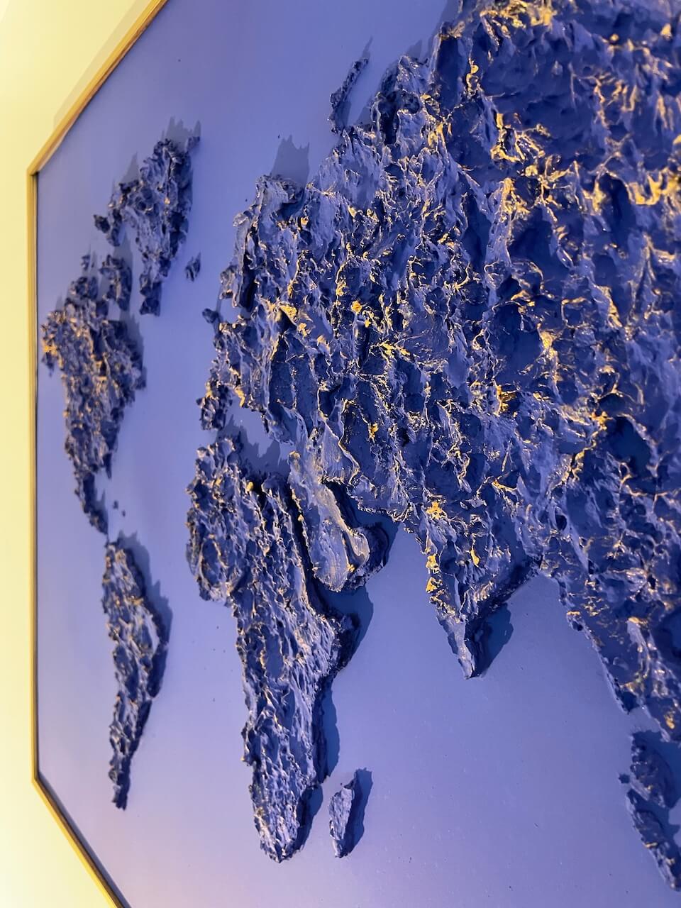 Klein Blue Relief World Map Table