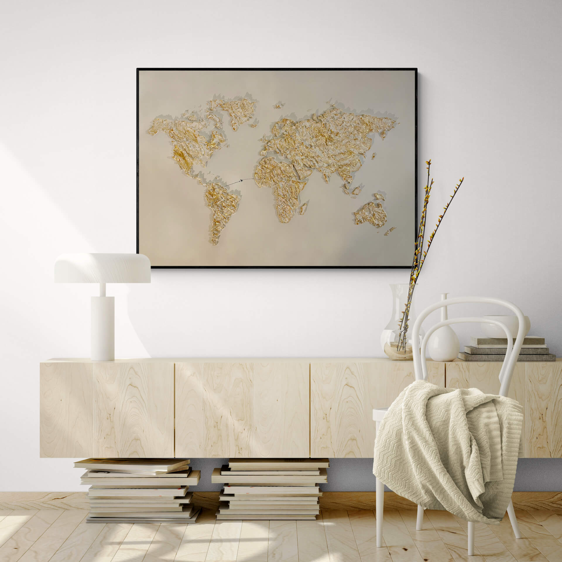 Mody world map in relief