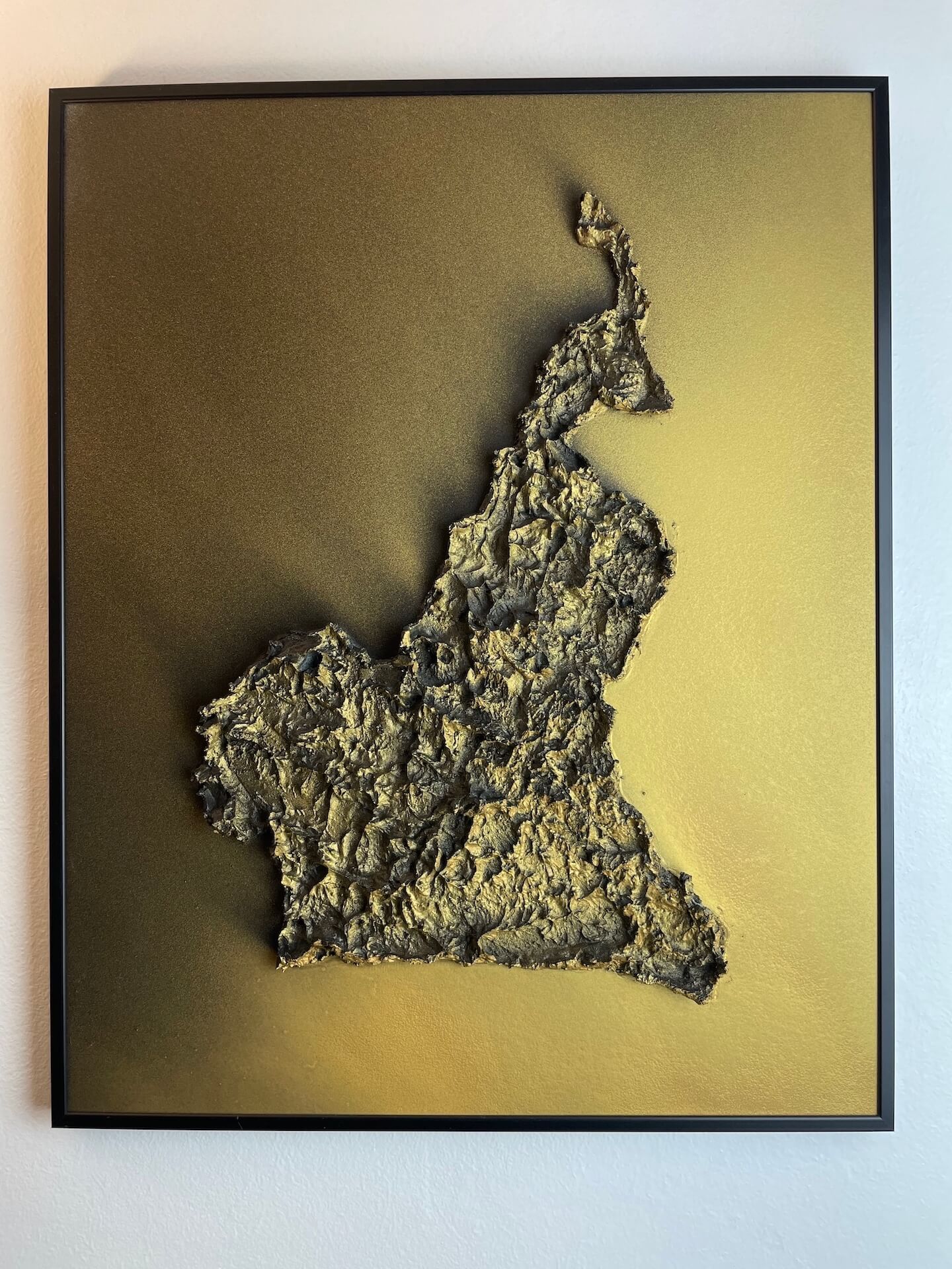Tableau déco en relief de la carte du cameroun. Art acrylique