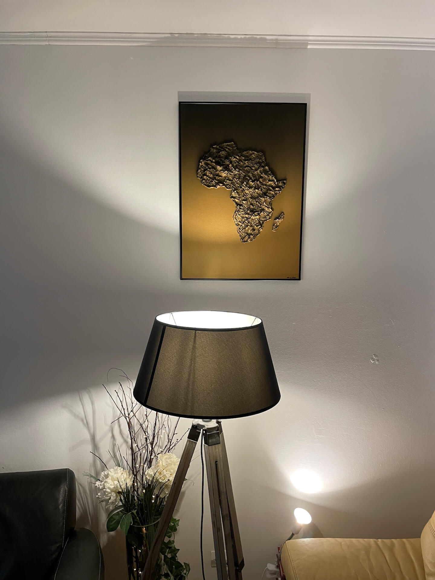 Africa Sunset painting in relief