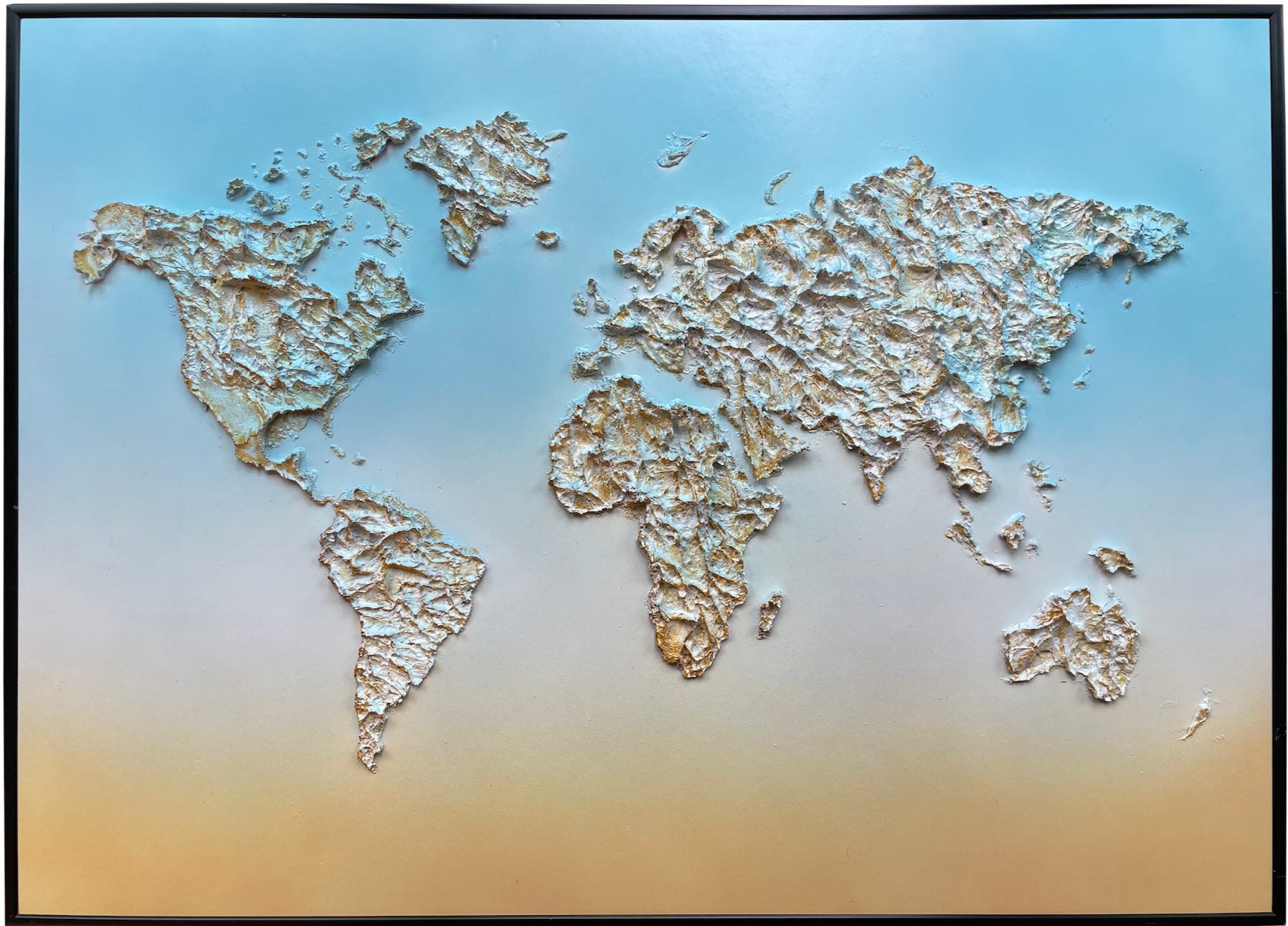Tableau mappemonde plage en relief 50x70cm