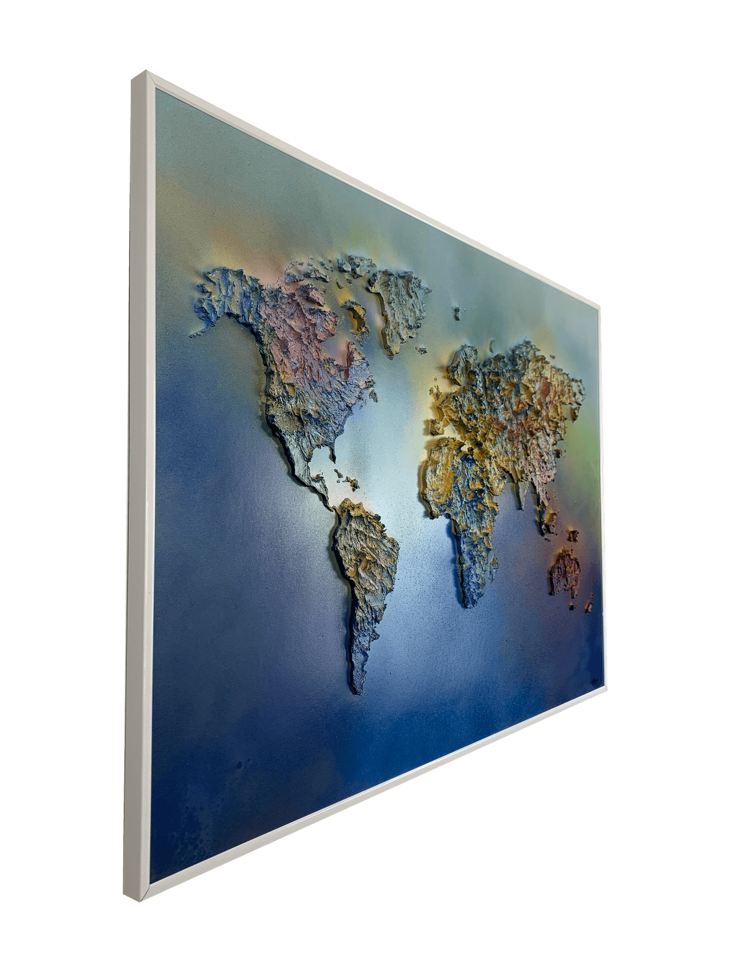 tableau de mappemonde en relief corail, 50X70cm autre vue