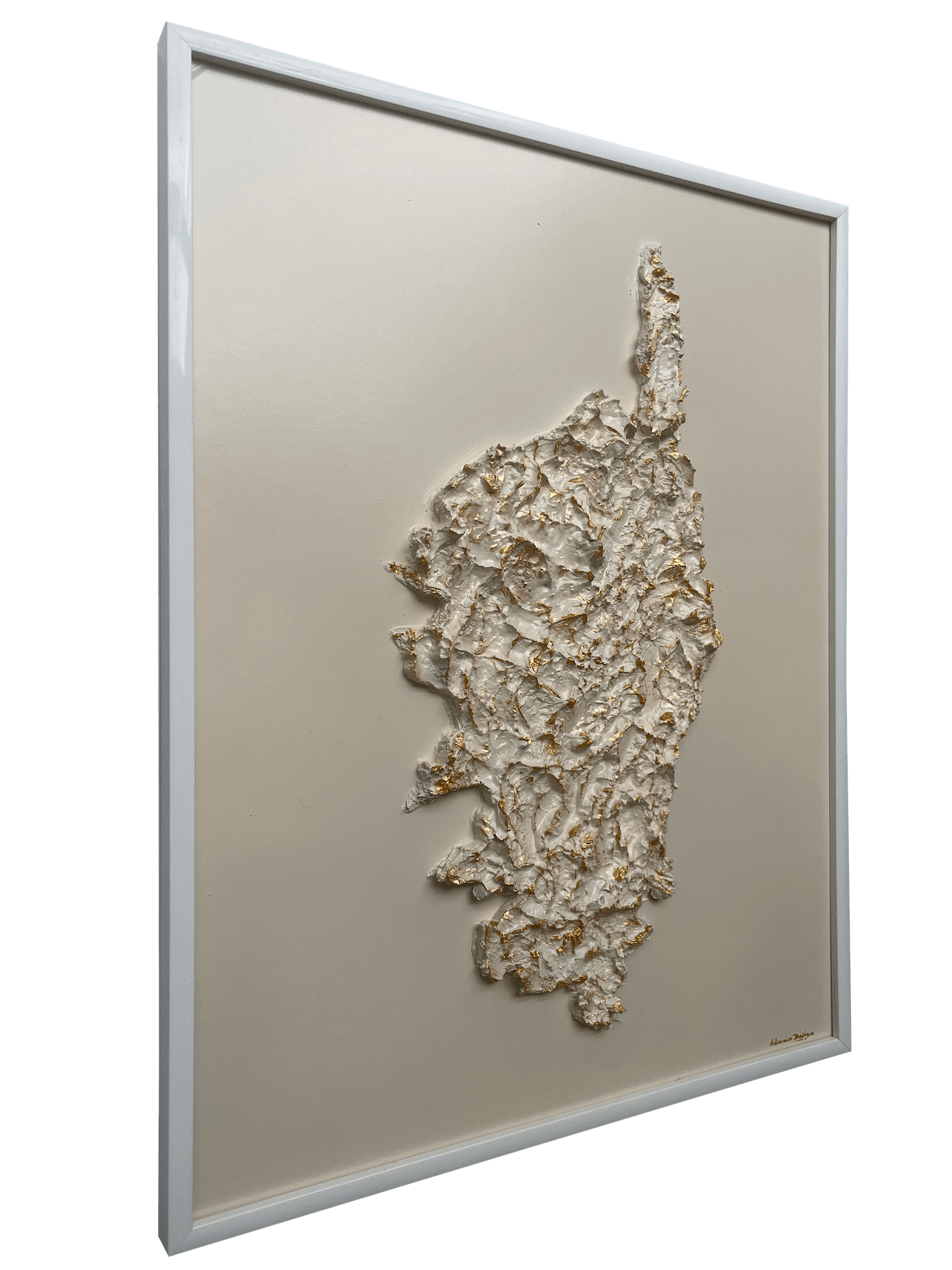 Cream and gold relief map of Corsica
