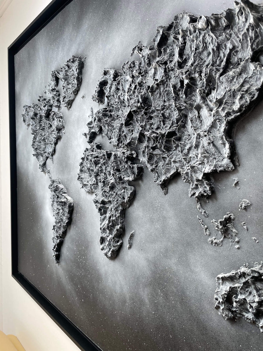 Tableau Mappemonde G ante Black White Artmain design