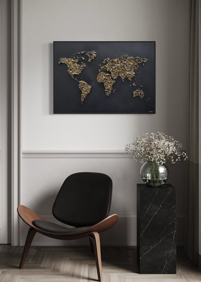 Tableau du Monde noir & or