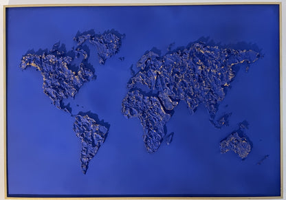 Tableau Mappemonde Bleu Klein en relief