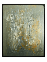 Charger l&#39;image dans la galerie, Tableau abstrait design vert or blanc en relief
