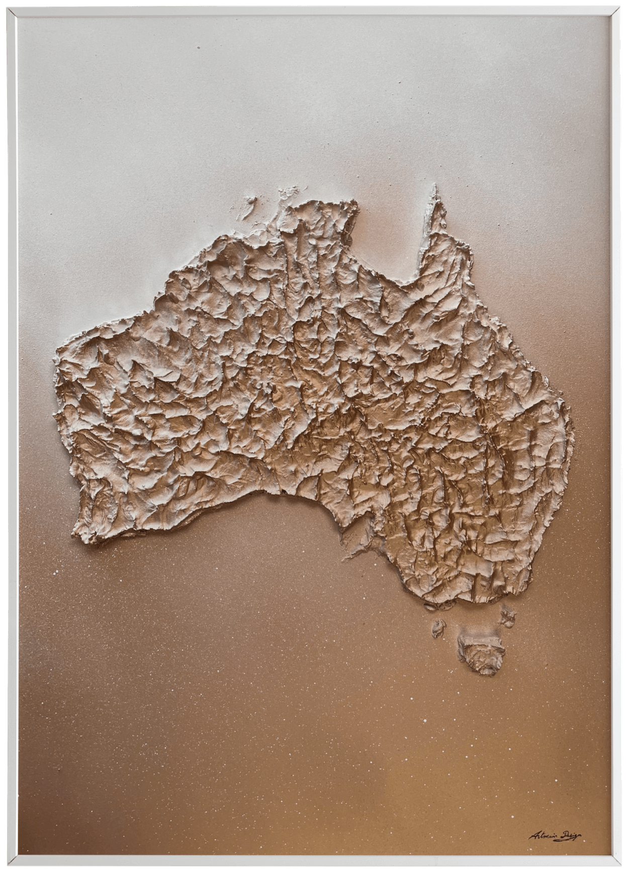 tableau en relief de l'australie peint à l'acrylique sur format 50x70cm