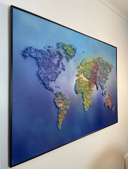Mappemonde 70x100cm relief multicolore 