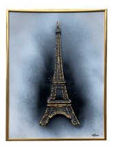 Charger l&#39;image dans la galerie, Tableau de la tour eiffel en relief, black and gold, volume 3D artisanal
