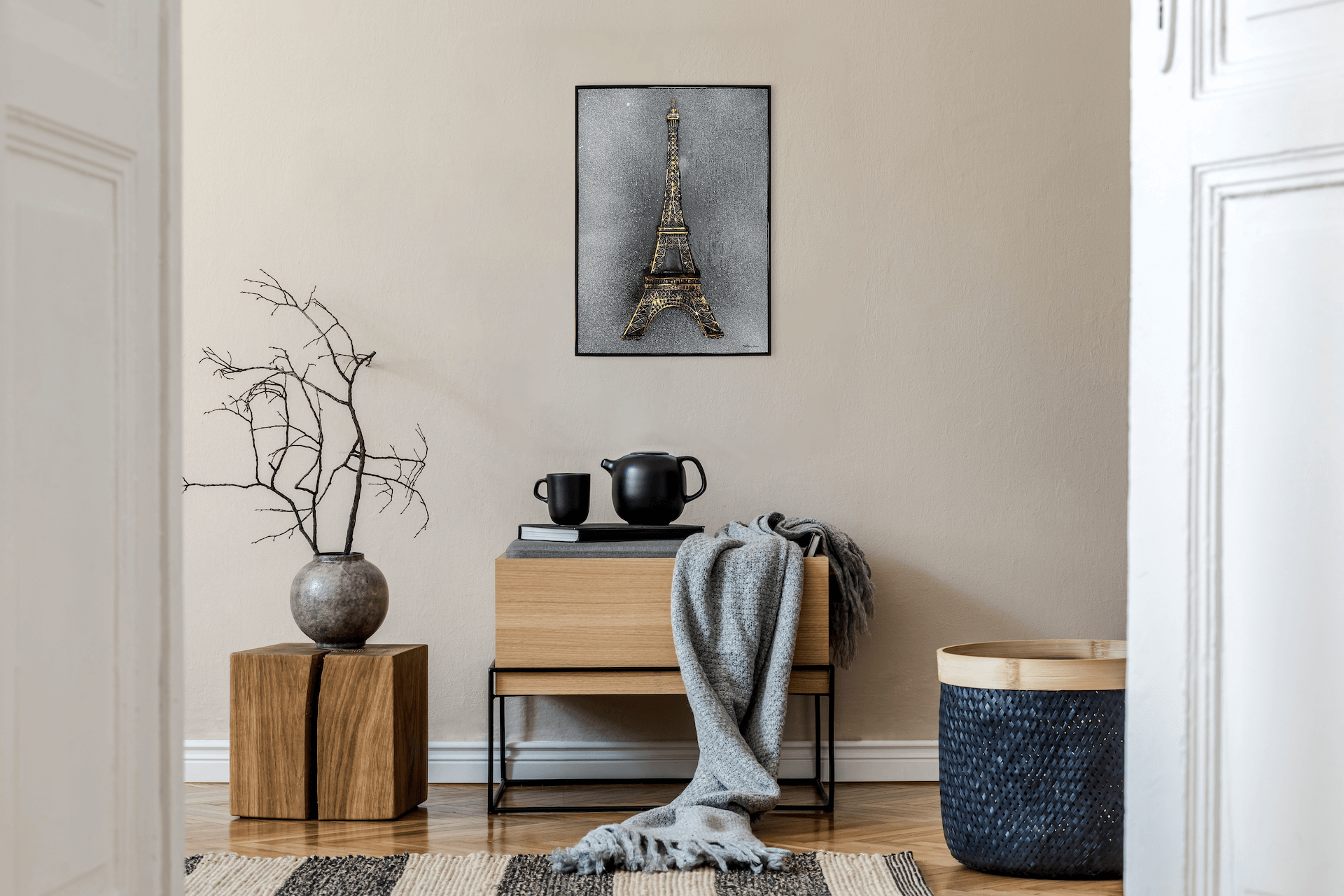 Tableau Tour Eiffel Black & gold géante